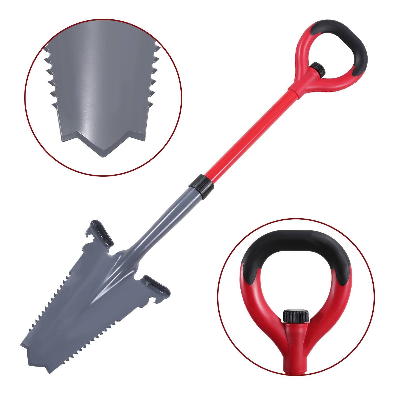 2pcs Spaten Garten umgekehrtes V-förmiges Blatt Spitz All-in-One Digger Wurzelspaten Rot