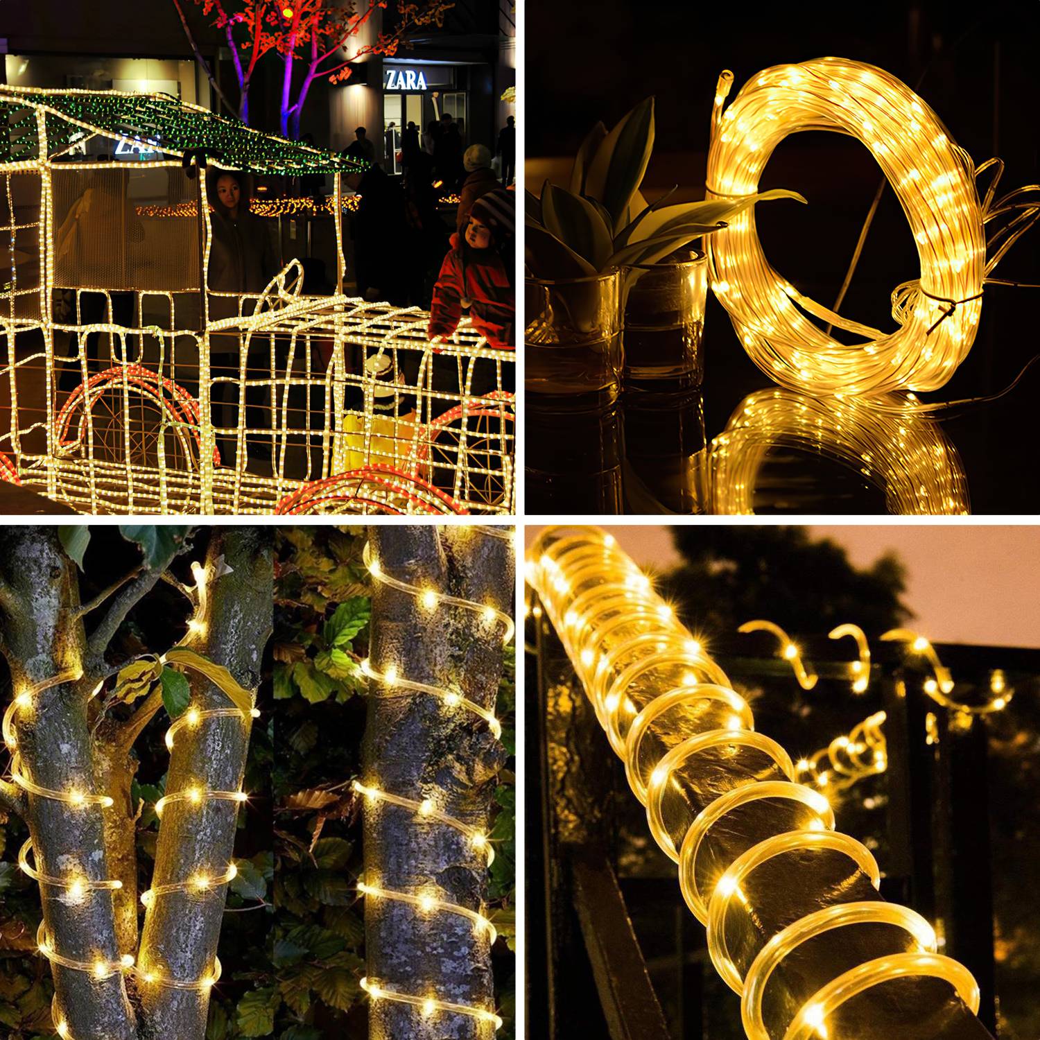 LED Lichtschlauch Komplett Set mit Zubehör Lichterkette Beleuchtung WarmWeiß 50 Meter LED für Drinnen/Draußen Weihnachten Beleuchtung Dekoration