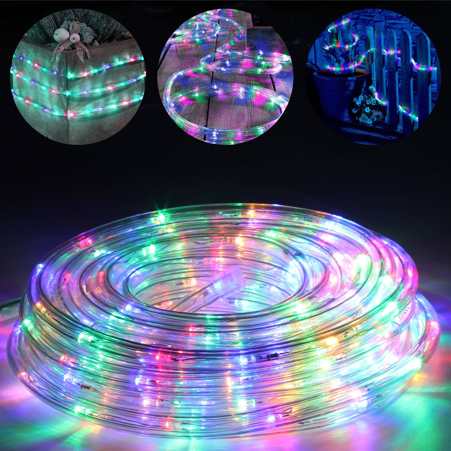 LED Lichtschlauch Komplett Set mit Zubehör Lichterkette Beleuchtung Bunt 20 Meter LED für Drinnen/Draußen Weihnachten Beleuchtung Dekoration Lichte