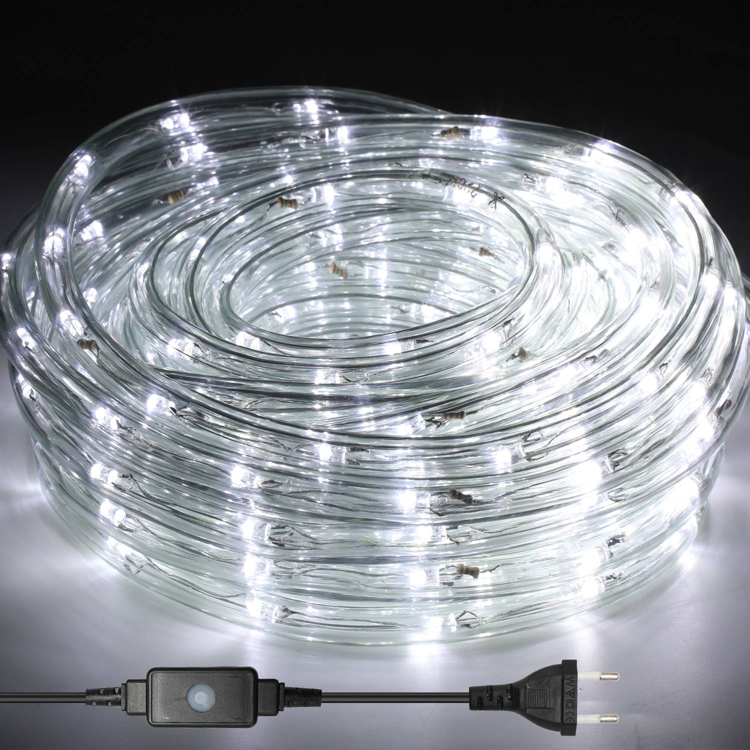 LED Lichtschlauch Komplett Set mit Zubehör Lichterkette Beleuchtung Kaltweiß 40 Meter LED für Drinnen/Draußen Weihnachten Beleuchtung Dekoration