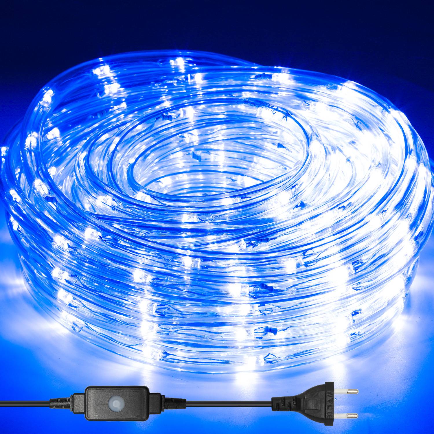 LED Lichtschlauch Komplett Set mit Zubehör Lichterkette Beleuchtung Blau 10 Meter LED für Drinnen/Draußen Weihnachten Beleuchtung Dekoration Lichte