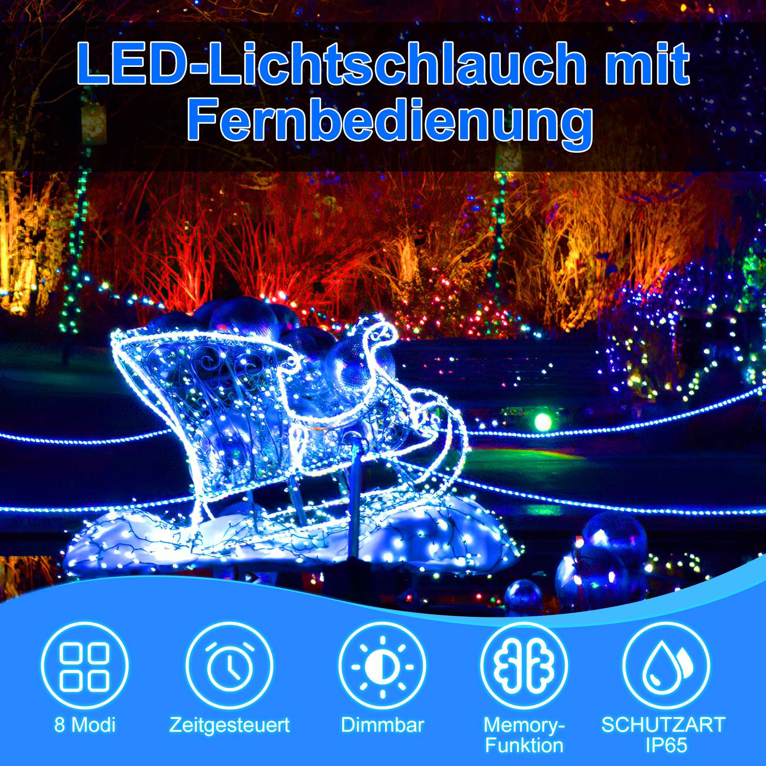30M LED Lichterschlauch Lichtschlauch Lichterkette fuer Aussen und Innen mit 720 LEDs Weihnachtsbeleuchtung Weihnachten Deko Blau