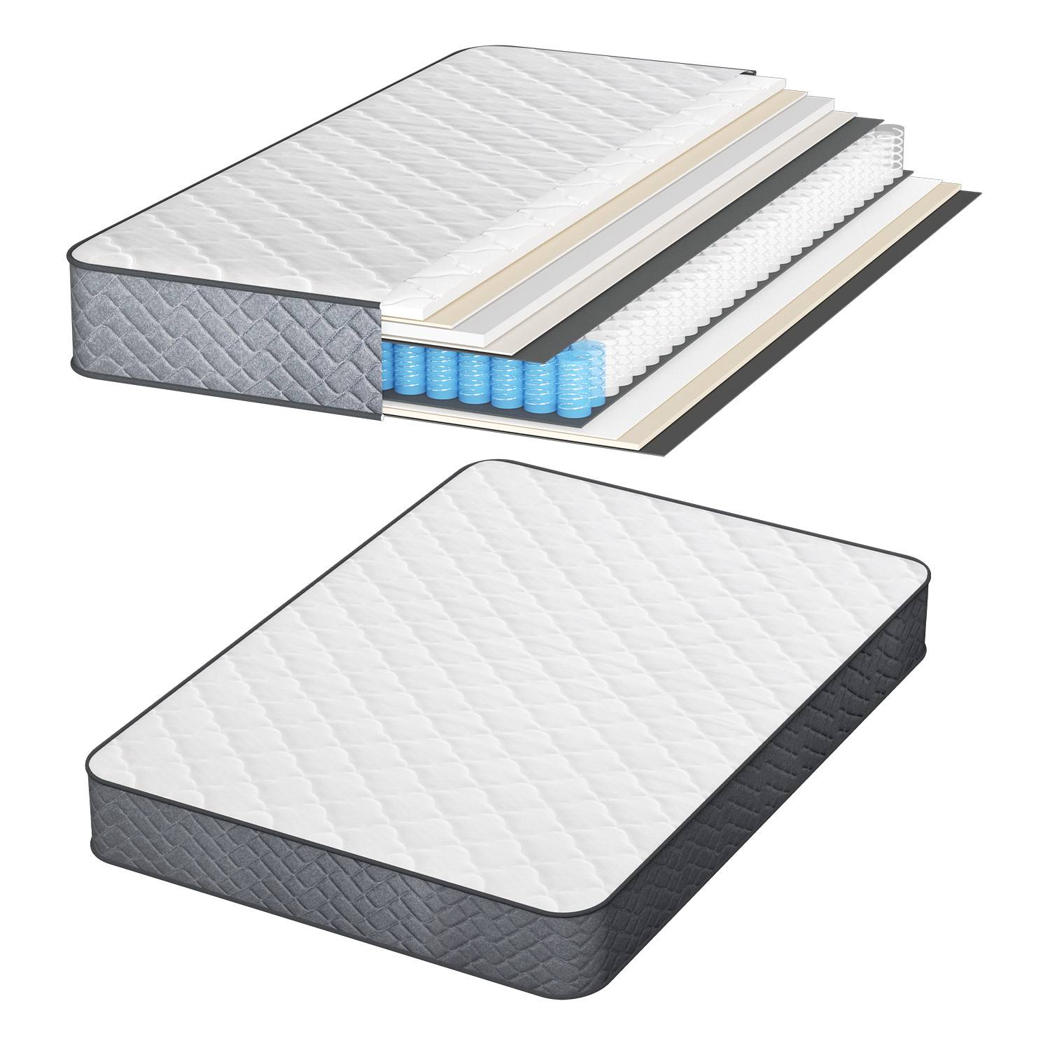 Matratze mit Taschenfederkern Premium 7-Zonen 160x200x22cm Weicher und bequemer Stoff Ausgezeichnete Elastizität H3 Schlaf verbessern