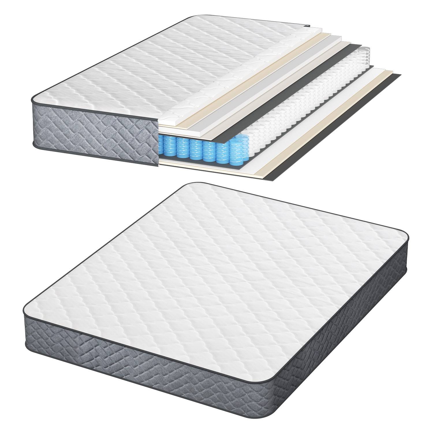 Matratze mit Taschenfederkern Premium 7-Zonen 180x200x22cm Weicher und bequemer Stoff Ausgezeichnete Elastizität H3 Schlaf verbessern