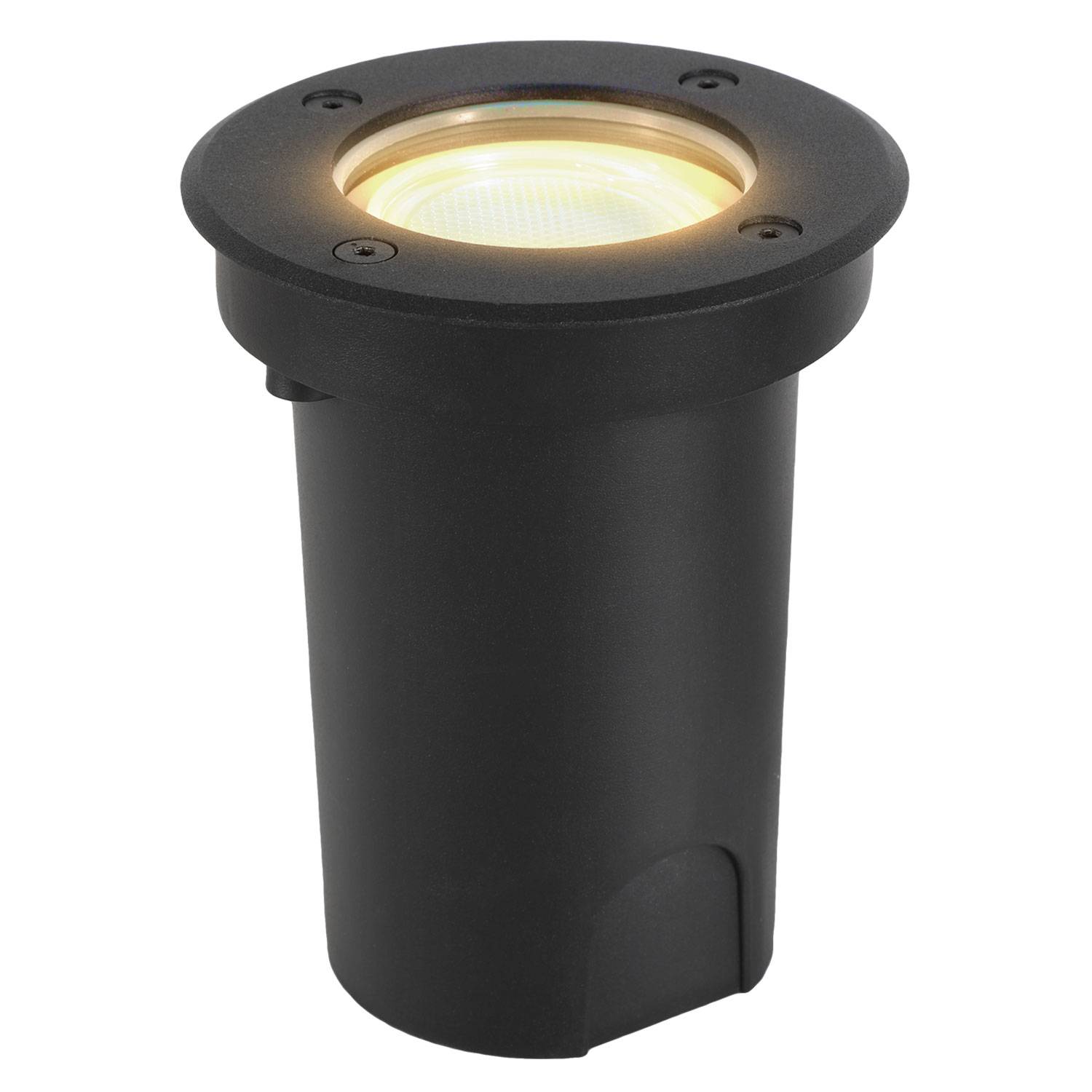 1x 3W Bodenleuchte Schwenkbar IP67 Außen LED Bodeneinbaustrahler Bodenstrahler Bodenlampe Warmweiß - Schwarz Gehäuse