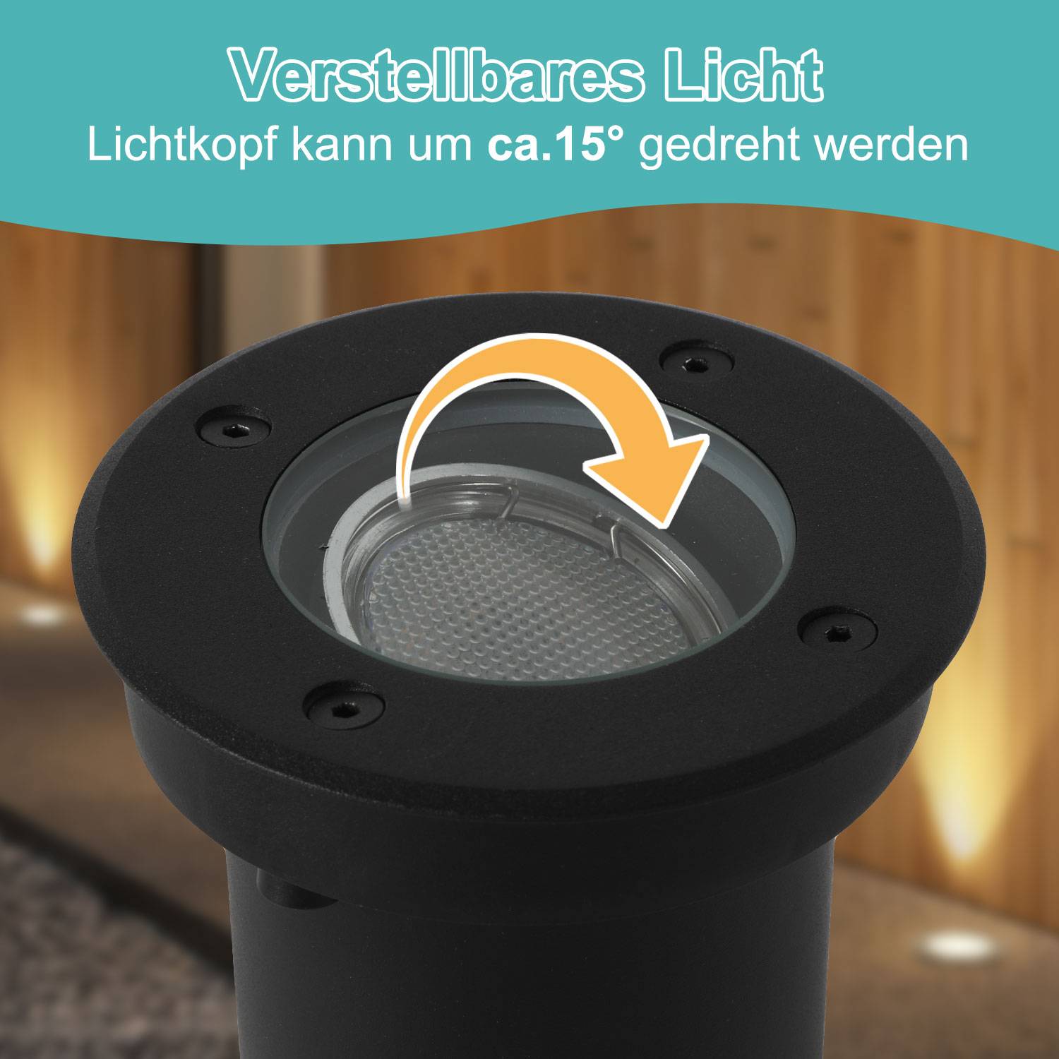 4x 3W Bodenleuchte Schwenkbar IP67 Außen LED Bodeneinbaustrahler Bodenstrahler Bodenlampe Neutralweiß - Schwarz Gehäuse