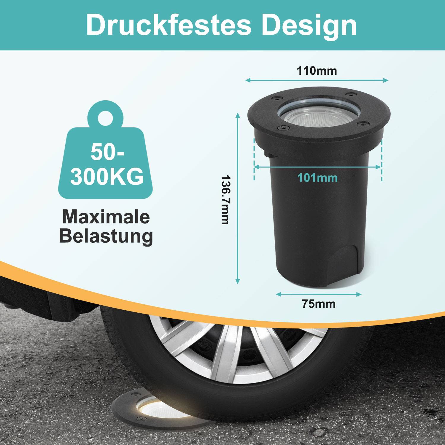 2x 3W Bodenleuchte Schwenkbar IP67 Außen LED Bodeneinbaustrahler Bodenstrahler Bodenlampe Warmweiß - Schwarz Gehäuse