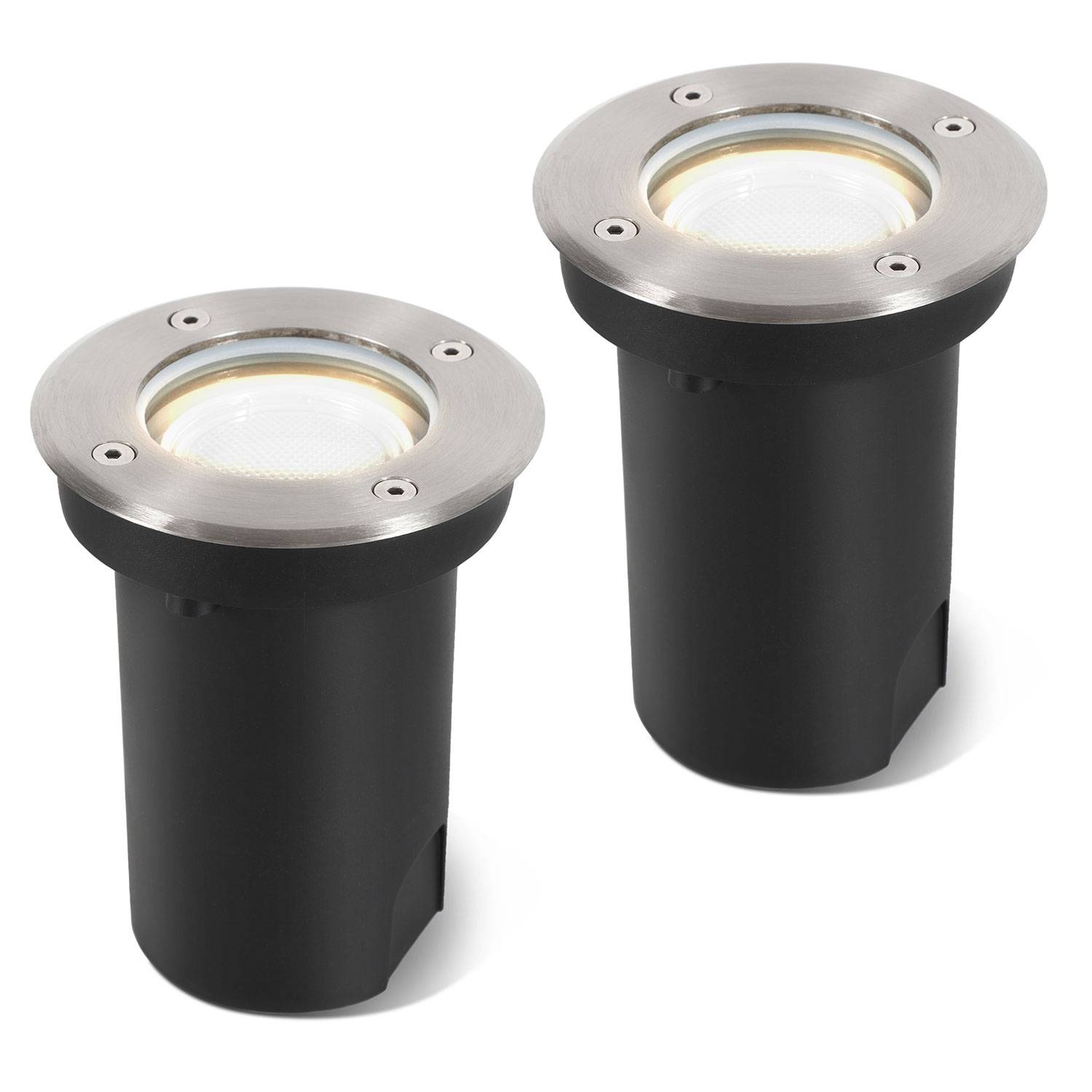 2x 3W Bodenleuchte Schwenkbar IP67 Außen LED Bodeneinbaustrahler Bodenstrahler Bodenlampe Neutralweiß - Silber Gehäuse