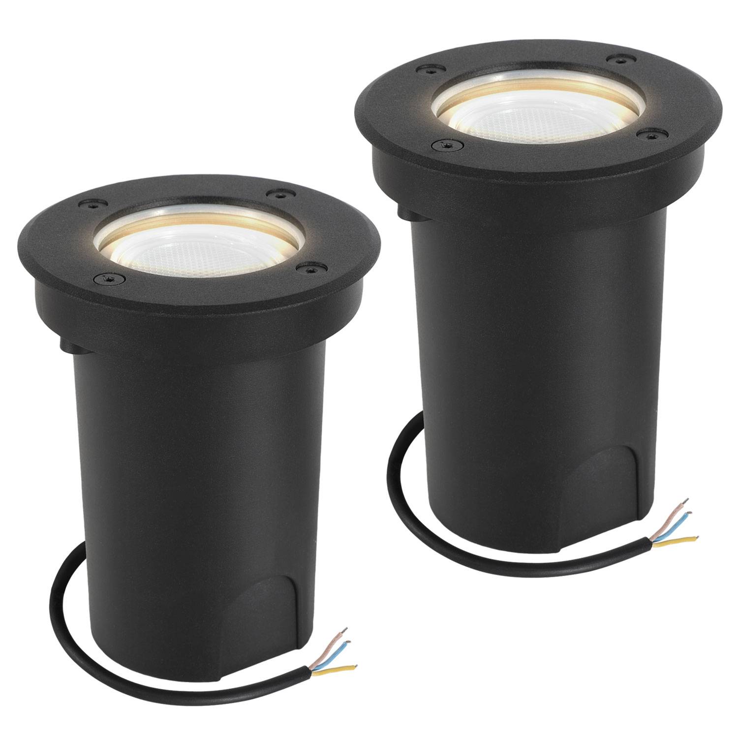 2x 3W Bodenleuchte Schwenkbar IP67 Außen LED Bodeneinbaustrahler Bodenstrahler Bodenlampe Neutralweiß - Schwarz Gehäuse