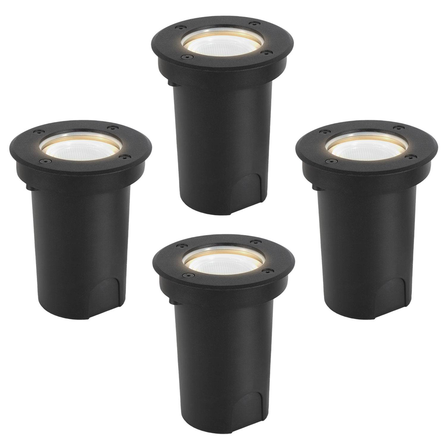 4x 3W Bodenleuchte Schwenkbar IP67 Außen LED Bodeneinbaustrahler Bodenstrahler Bodenlampe Neutralweiß - Schwarz Gehäuse