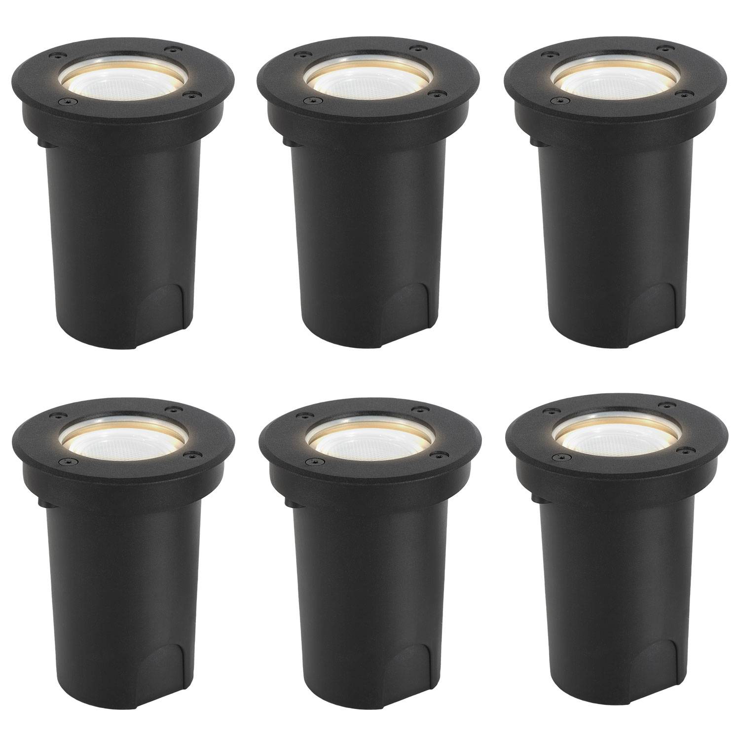 6x 3W Bodenleuchte Schwenkbar IP67 Außen LED Bodeneinbaustrahler Bodenstrahler Bodenlampe Neutralweiß - Schwarz Gehäuse