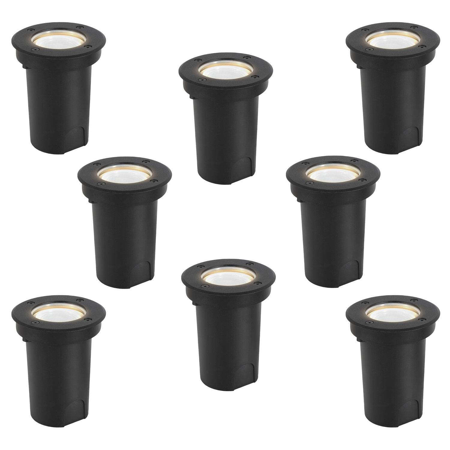 8x 3W Bodenleuchte Schwenkbar IP67 Außen LED Bodeneinbaustrahler Bodenstrahler Bodenlampe Neutralweiß - Schwarz Gehäuse