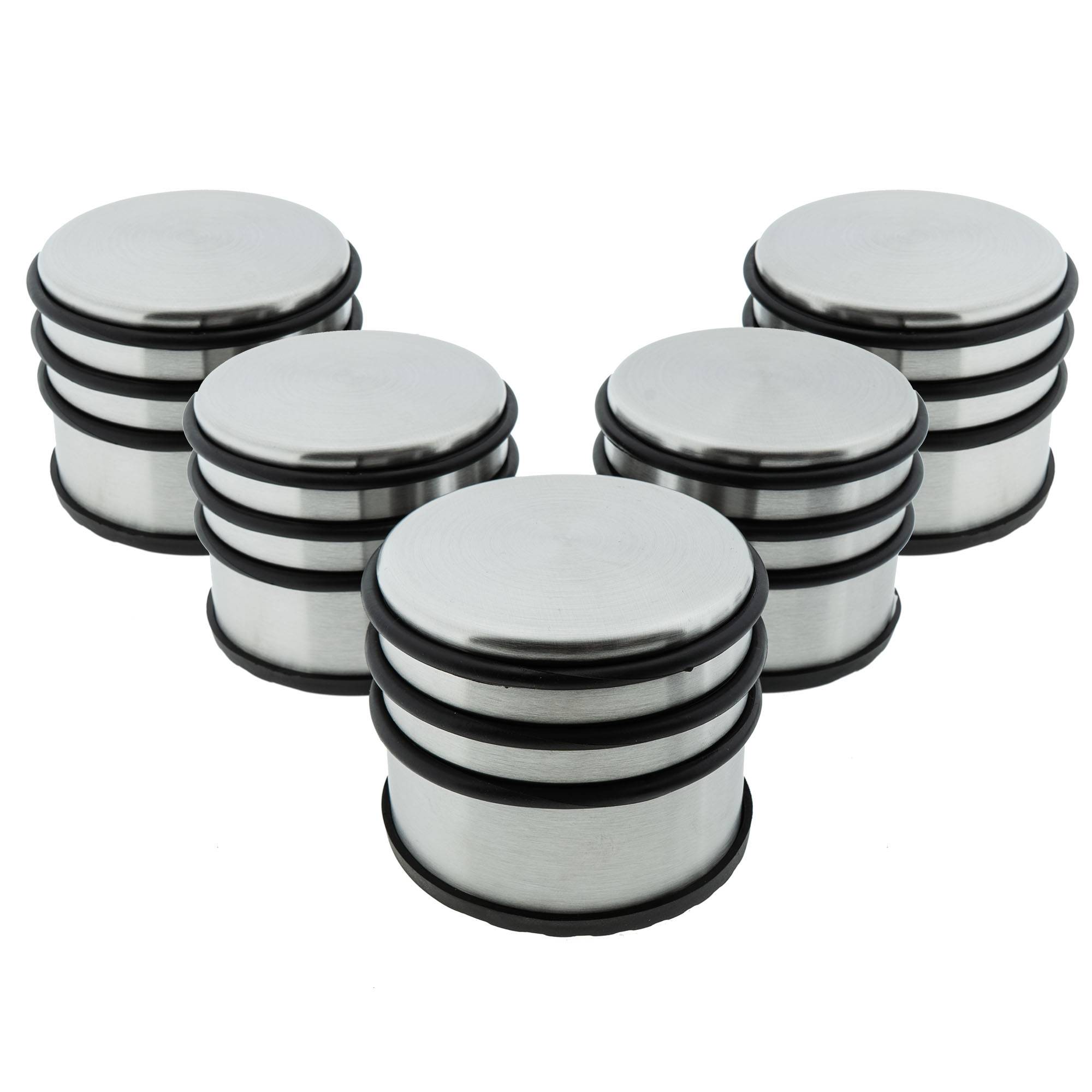 5 x Türstopper gummiert Ø 94 x 80 mm hoch silber