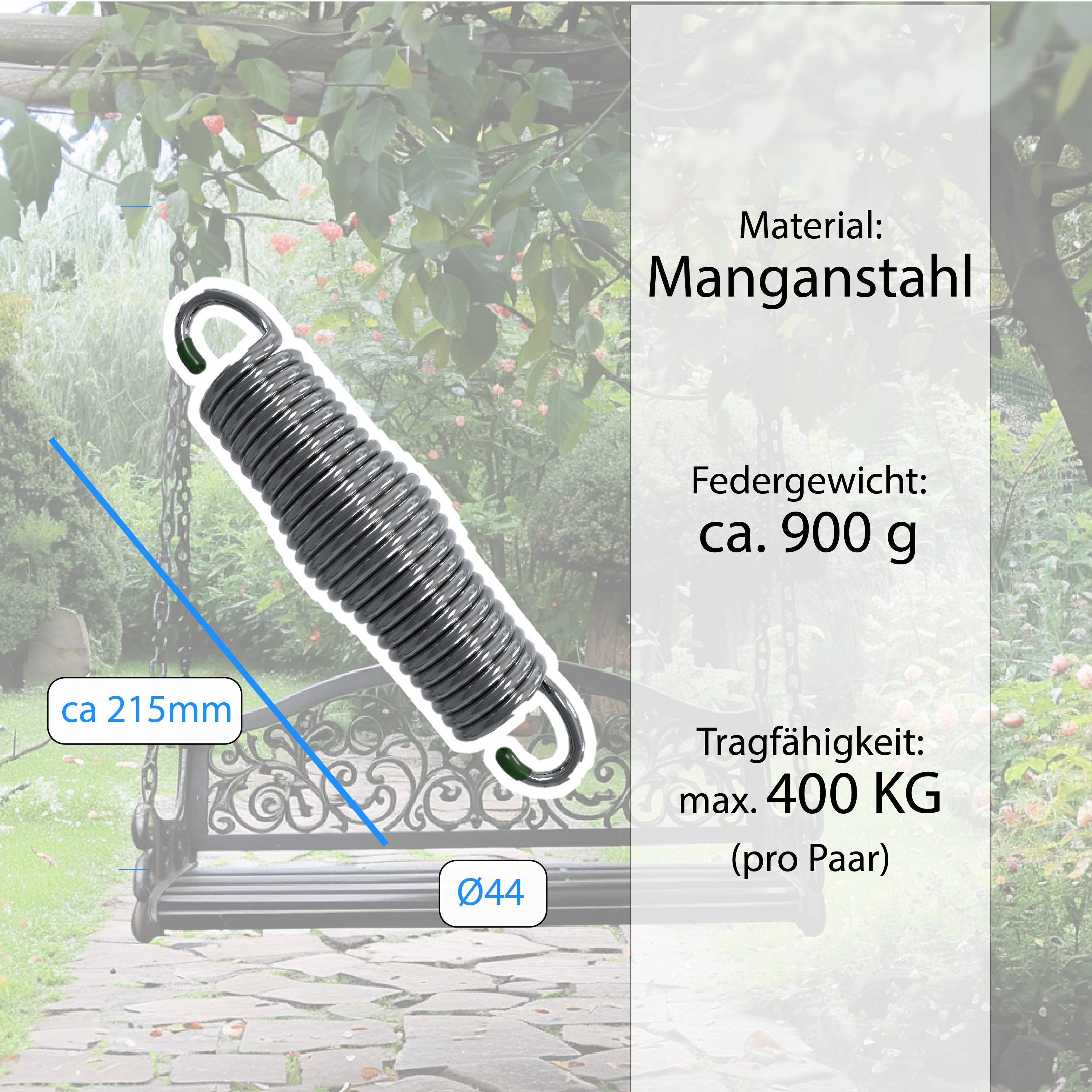 2x Schwingfeder Schaukelfedern Feder Hängematte Hängesessel Schaukel