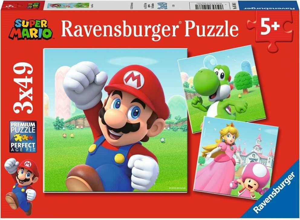Kinderpuzzle Super Mario (3x49 Teile Puzzle für Kinder ab 5 Jahren)