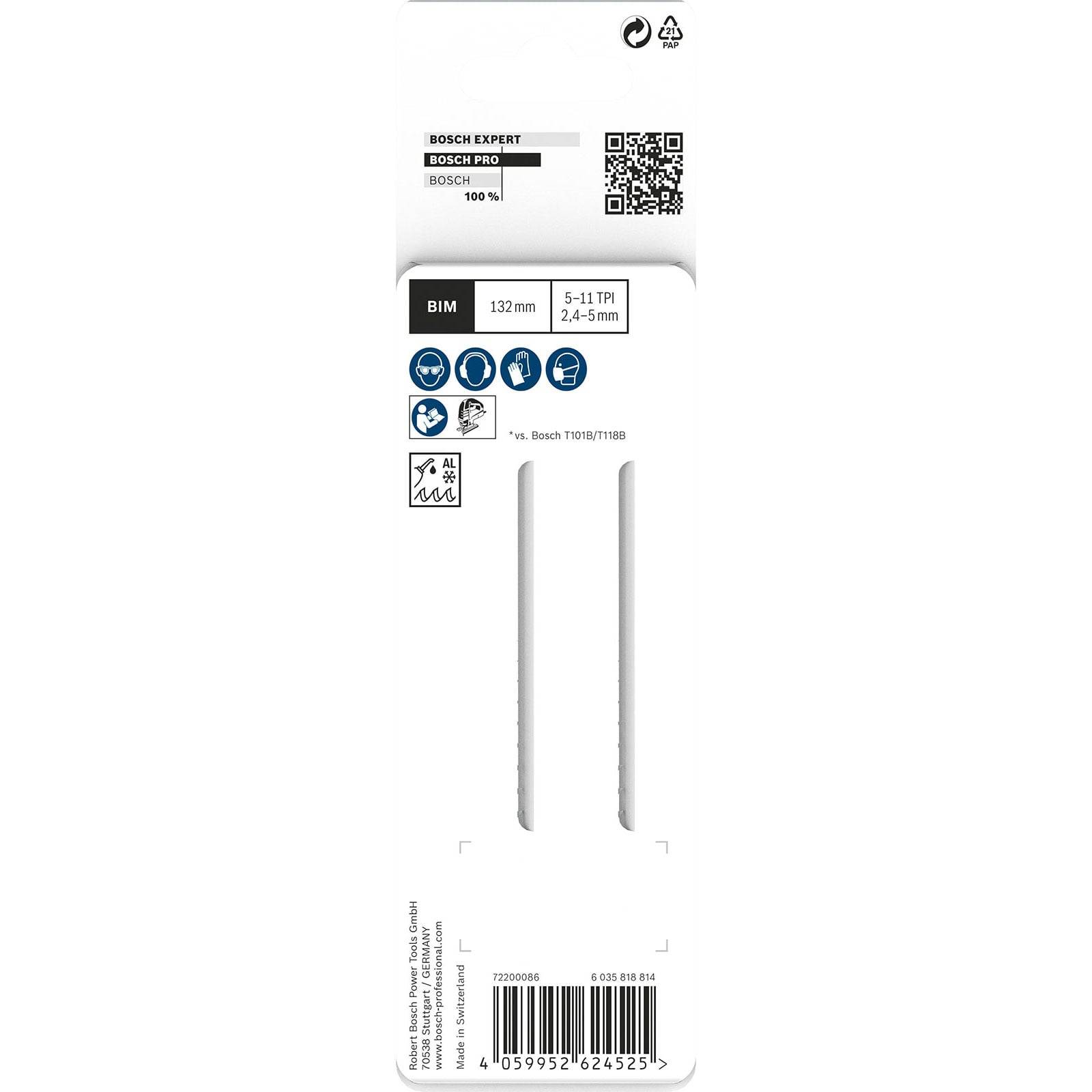 Bosch Expert Bosch Pro 10-teiliges Set' mit QR-Code, BIM-Etikett, 132 mm Länge, Zähne pro Zoll 5-11, Größe 2-4,5 mm, enthält zwei Sägeblätter.