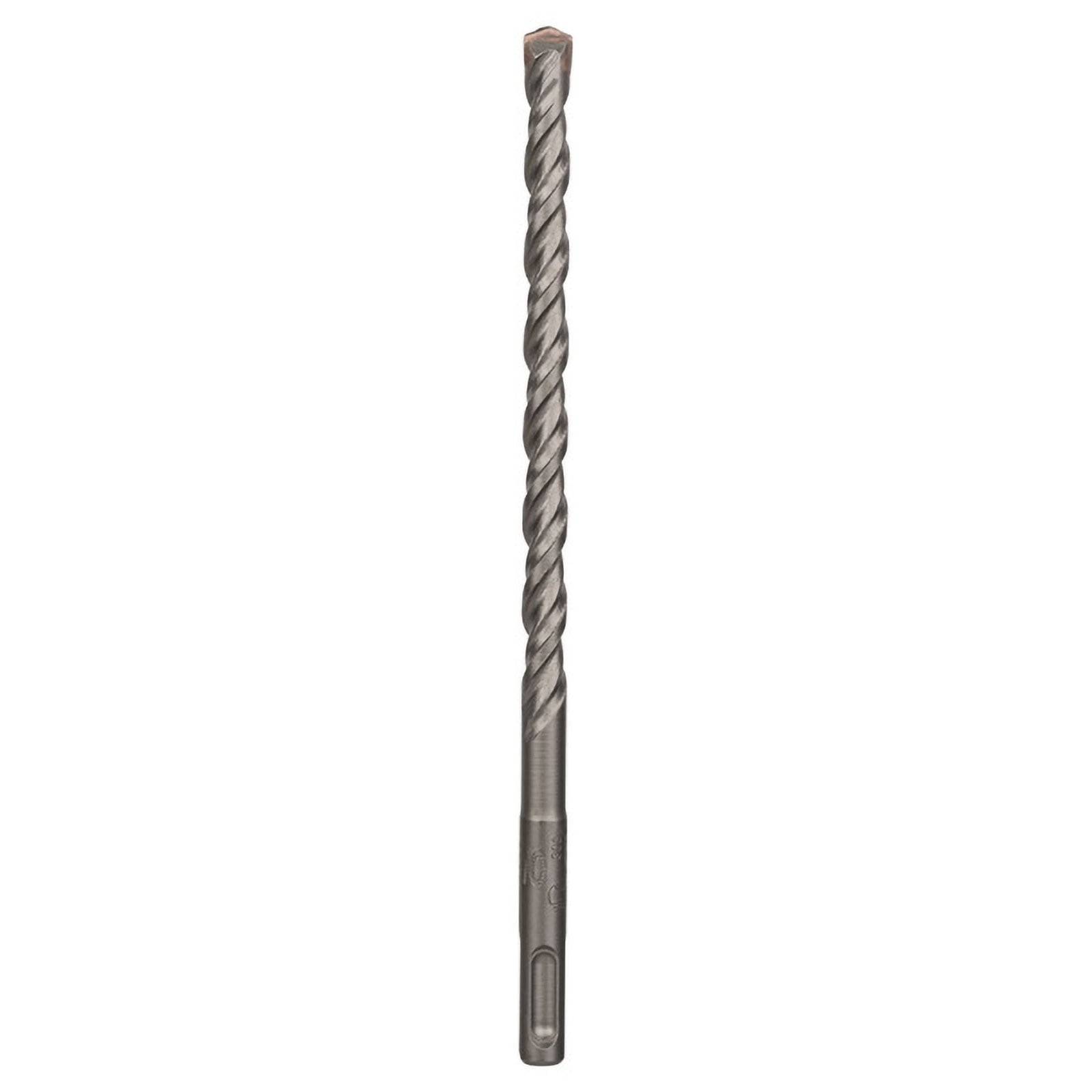 Ein grauer, spiralförmiger Metallbohrer mit einer spitzen Spitze, der zum Bohren in Beton- oder Mauerwerksoberflächen entwickelt wurde.
