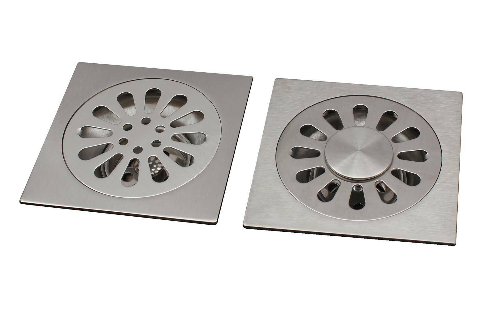 100x100mm Edelstahl Bodenablauf Duschablauf Geruchsverschluss Schlauchanschluss B mit