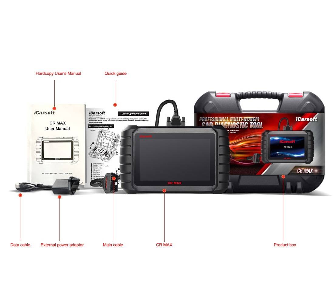 iCarsoft CR MAX Universal Diagnosegerät OBD2 Scanner + Kostenlose Online Updates DEUTSCH