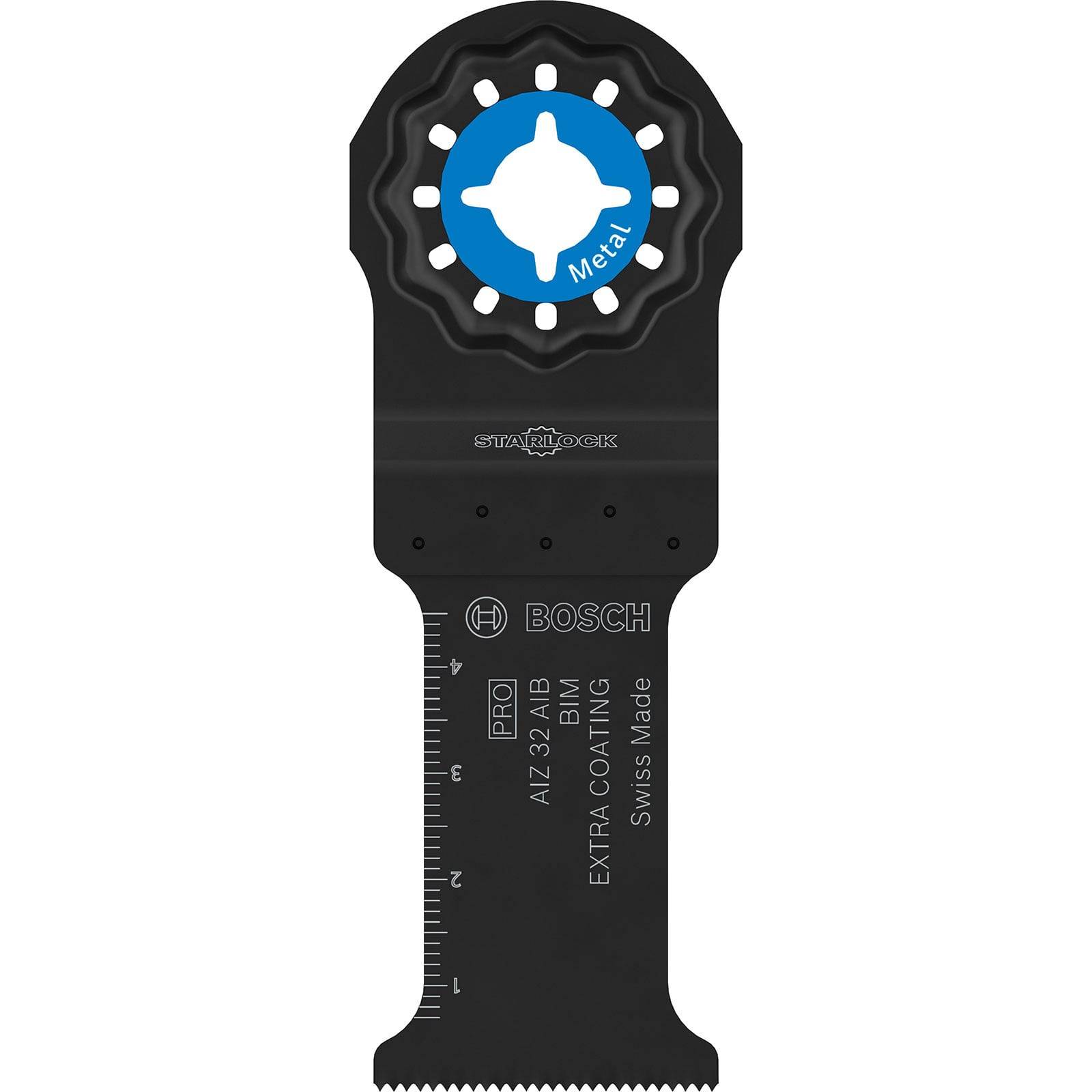 Bosch Sägeblatt zum Metallschneiden mit Starlock-Aufnahme und metrischer Skala für präzise Messungen.