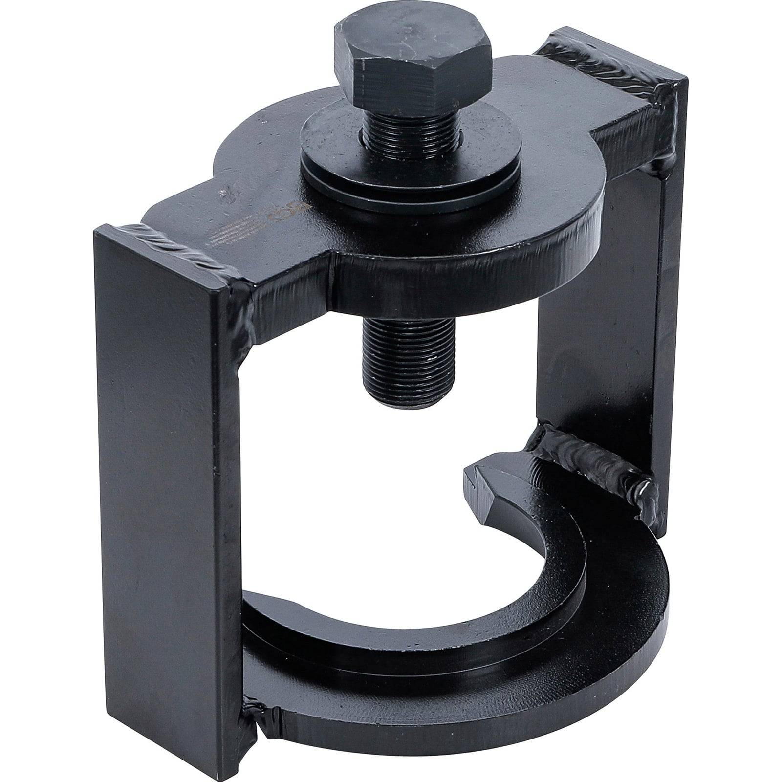 Metallwerkzeug mit einer kreisförmigen Basis und einem verstellbaren Bolzen, ähnlich einem Riemenscheibenabzieher, der für mechanische Wartungs- oder Reparaturarbeiten verwendet wird.