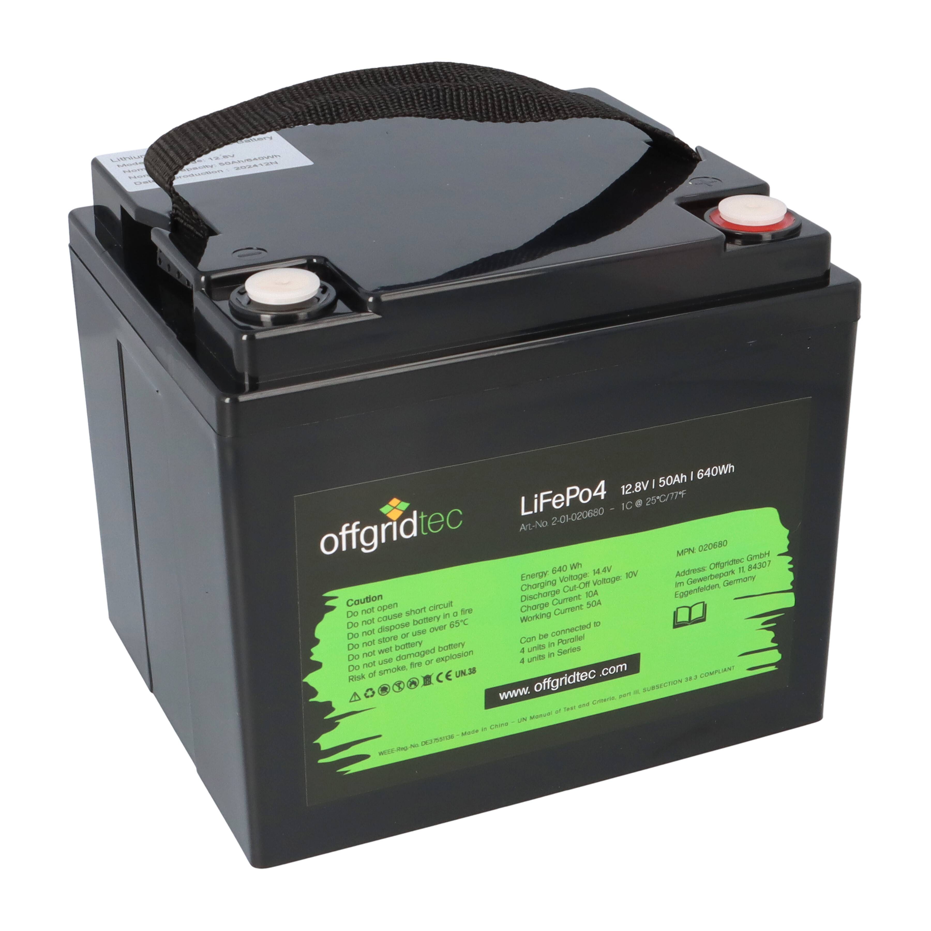 Offgridtec LifePo4 Akku 12/50 12,8V 50Ah 640Wh mit 0% MwSt nach §12 Abs. 3 UstG