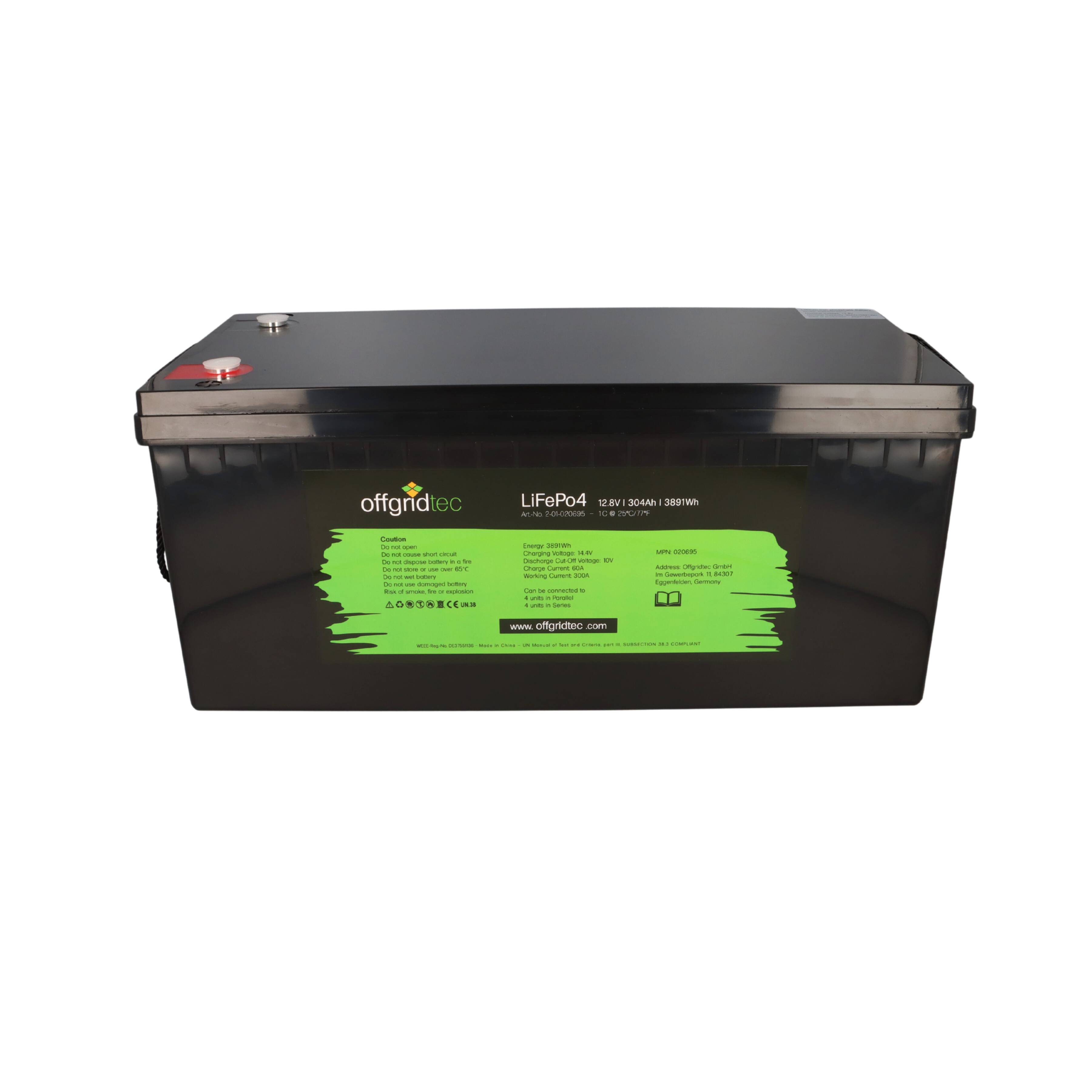 Offgridtec LifePo4 Akku 12/300 12,8V 304Ah 3840Wh mit 0% MwSt nach §12 Abs. 3 UstG