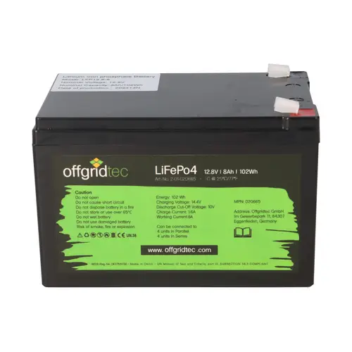 Offgridtec LifePo4 Akku 12/8 12,8V 8Ah 103Wh mit 0% MwSt nach §12 Abs. 3 UstG Offgridtec LifePo4 Akku 12/8 12,8V 8Ah 103Wh mit 0% MwSt nach §12 Abs. 3 UstG