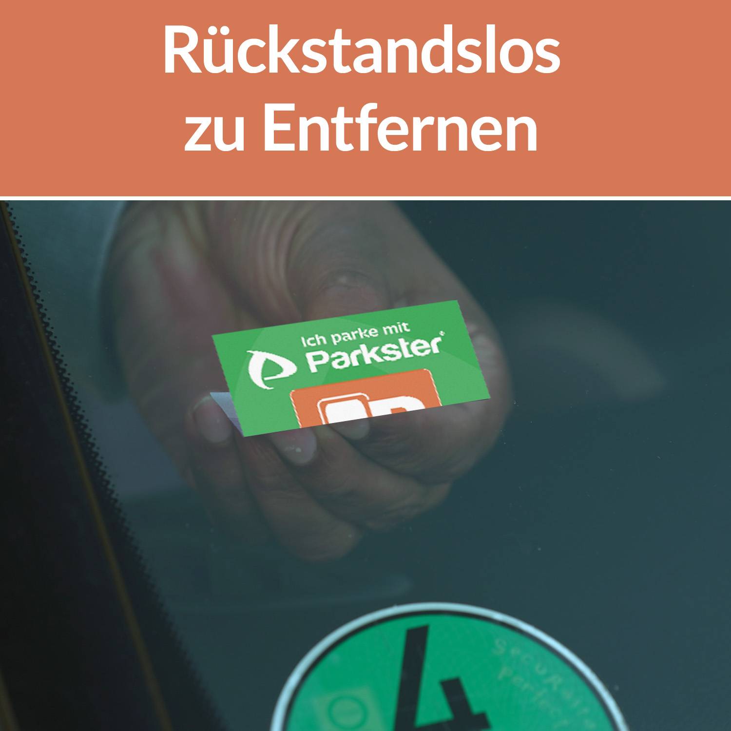 4x PARKSTER Parkplakette Hinterglasaufkleber Ticket Aufkleber Parkster Vignette KFZ Auto Park APP Sticker (6 x 6 cm, UV Schutz, wiederablösbar)