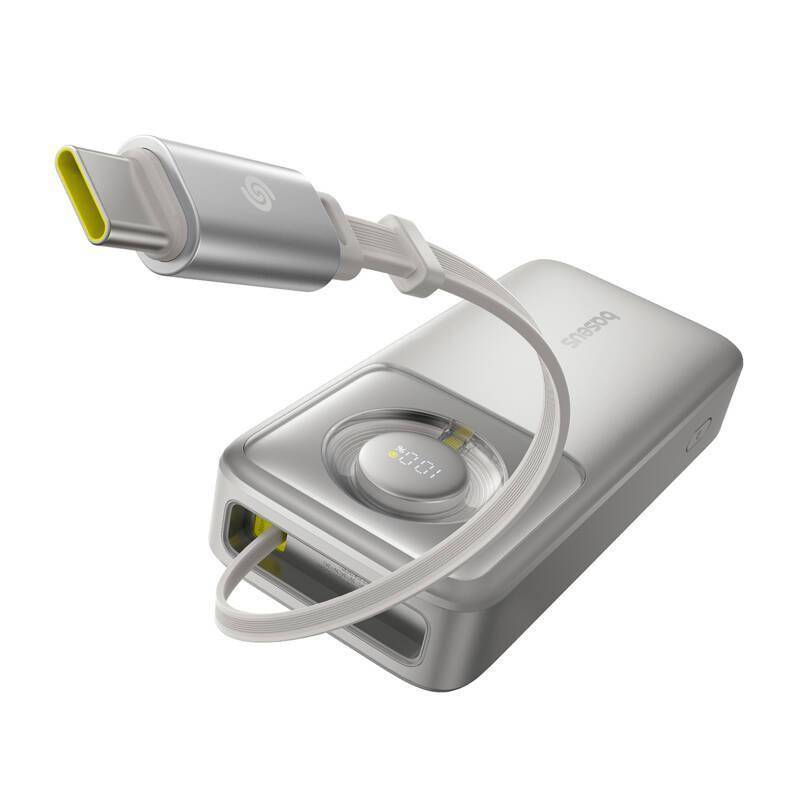Baseus OS Free2Pull Powerbank, 20.000mAh, 70cm ausziehbares USB-C Kabel + USB-C, 65W, grau