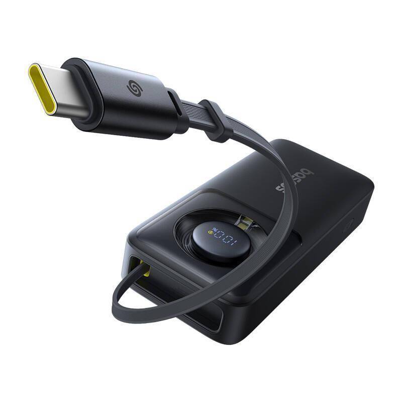 Baseus OS Free2Pull Powerbank, 20.000mAh, 70cm ausziehbares USB-C Kabel + USB-C, 65W, schwarz
