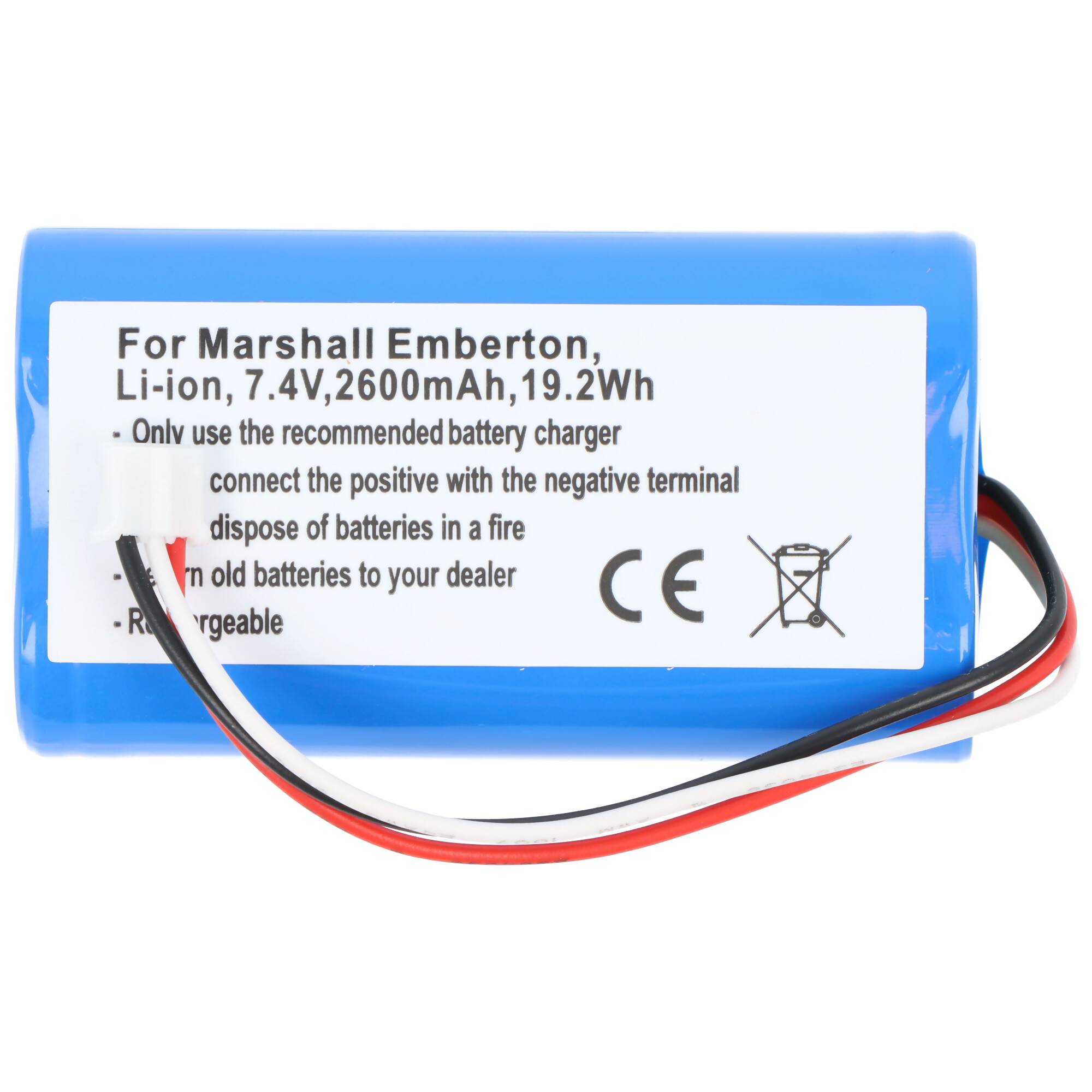 Akku passend für Marshall Emberton, Li-ion, 7,4V, 2600mAh, 19,2Wh