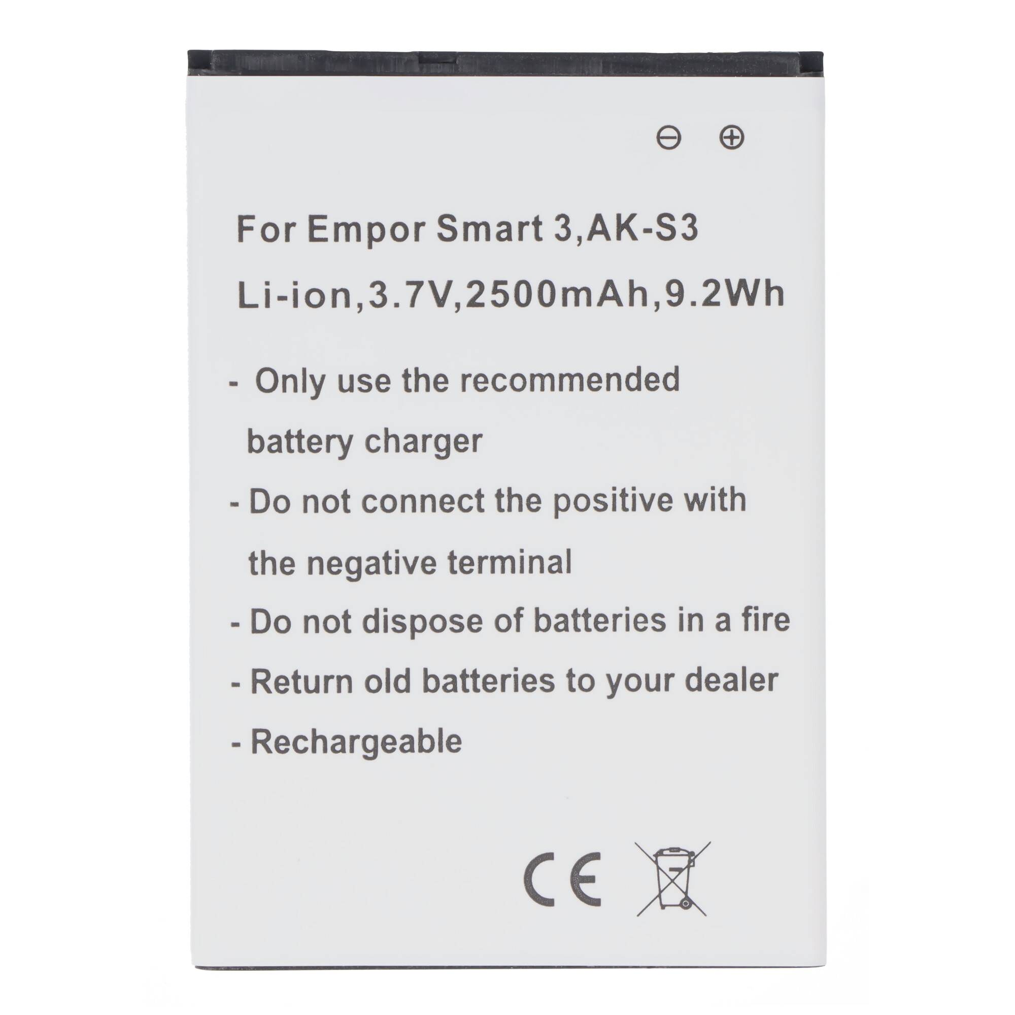 Akku passend für Emporia Smart 3 AK-S3 Li-ion 3,7V 2500mAh 9,2Wh