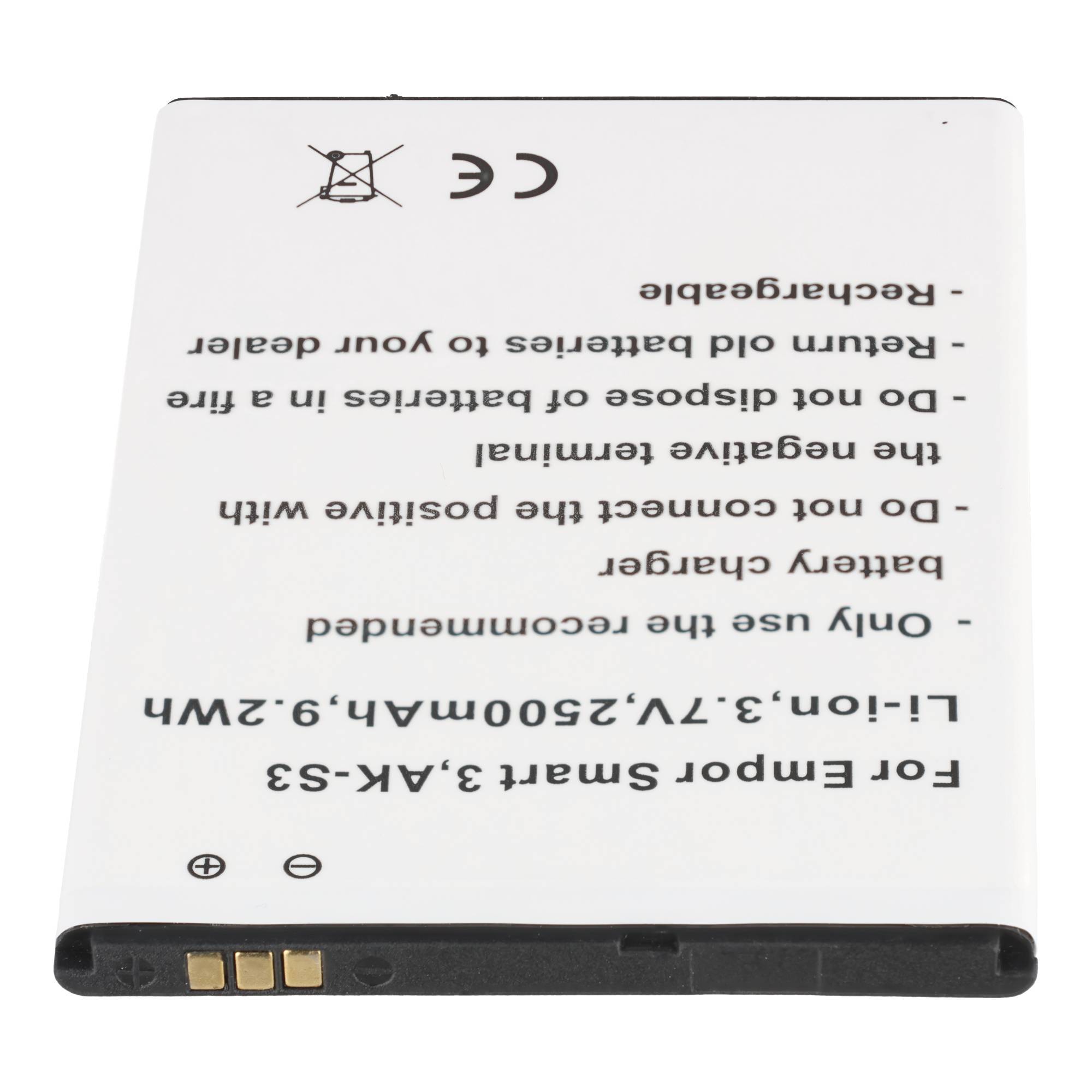 Akku passend für Emporia Smart 3 AK-S3 Li-ion 3,7V 2500mAh 9,2Wh