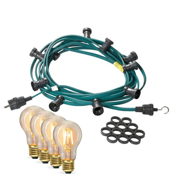 Illu- Partylichterkette 50m Biergarten Terrasse Außen 50x LED Filament Glühbirne Illu- Partylichterkette 50m Biergarten Terrasse Außen 50x LED Filament Glühbirne