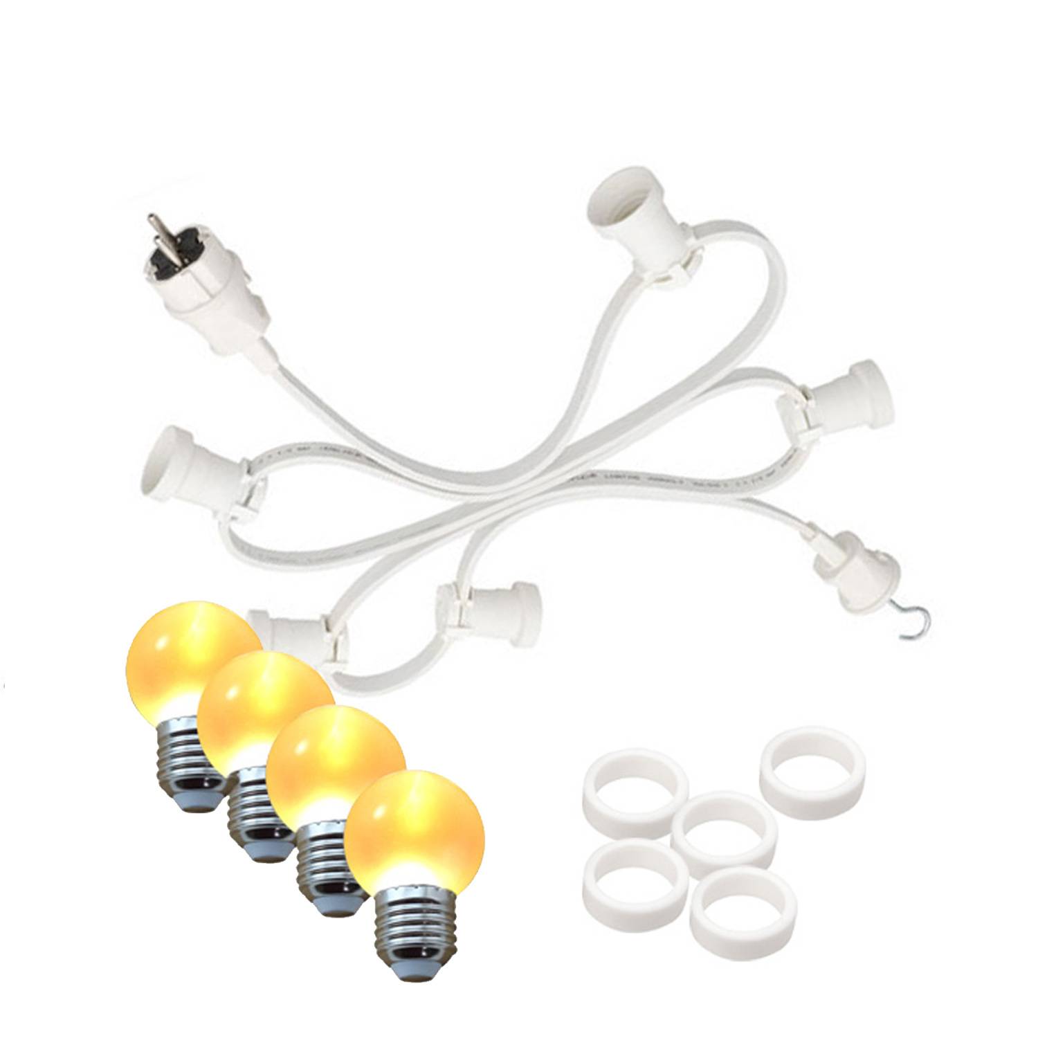 Illu- Partylichterkette 40m Weiß Für Außen Garten 40 Ultra-Warmweiße LED Kugeln