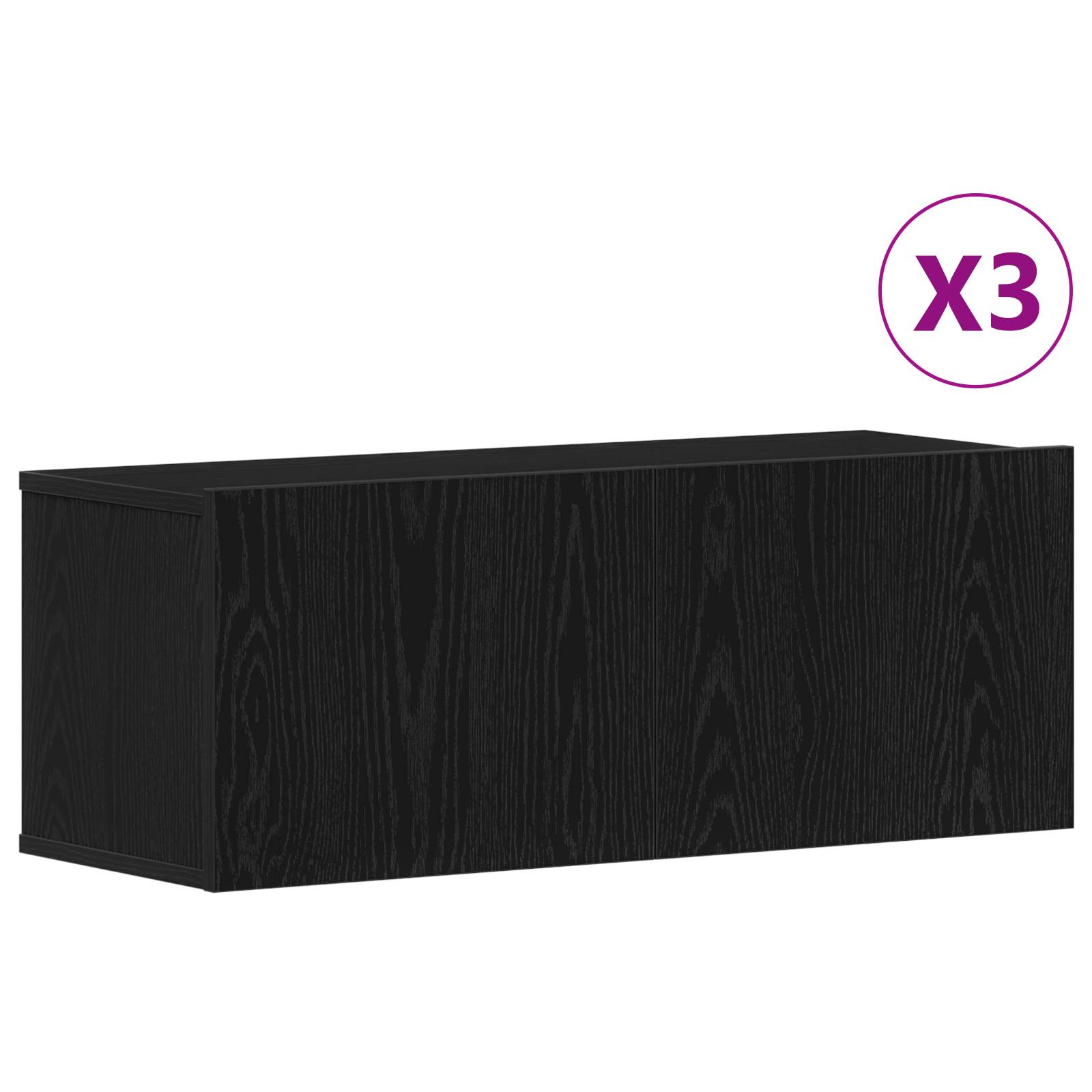 vidaXL 3-teiliges TV-Schranksystem - Schwarzes Holzwerkstoff