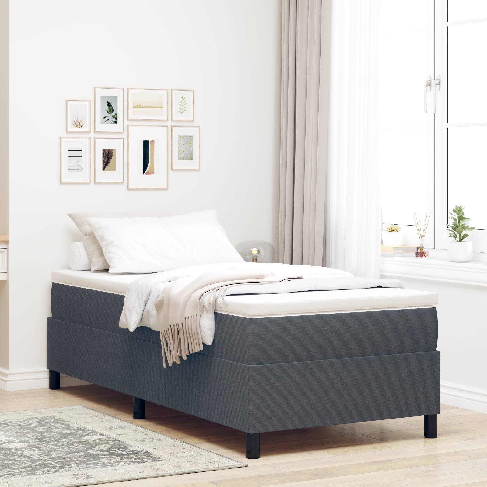 vidaXL Boxspringbett Dunkelgrau Cordstoff