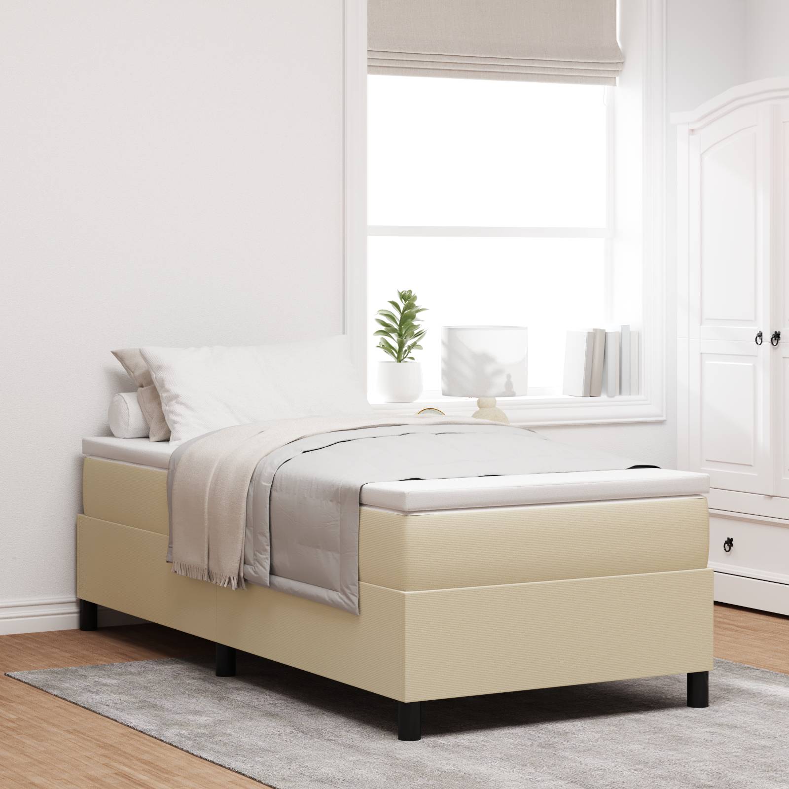 vidaXL Boxspringbett Hellgrün Grau 100x200 cm Cordstoff