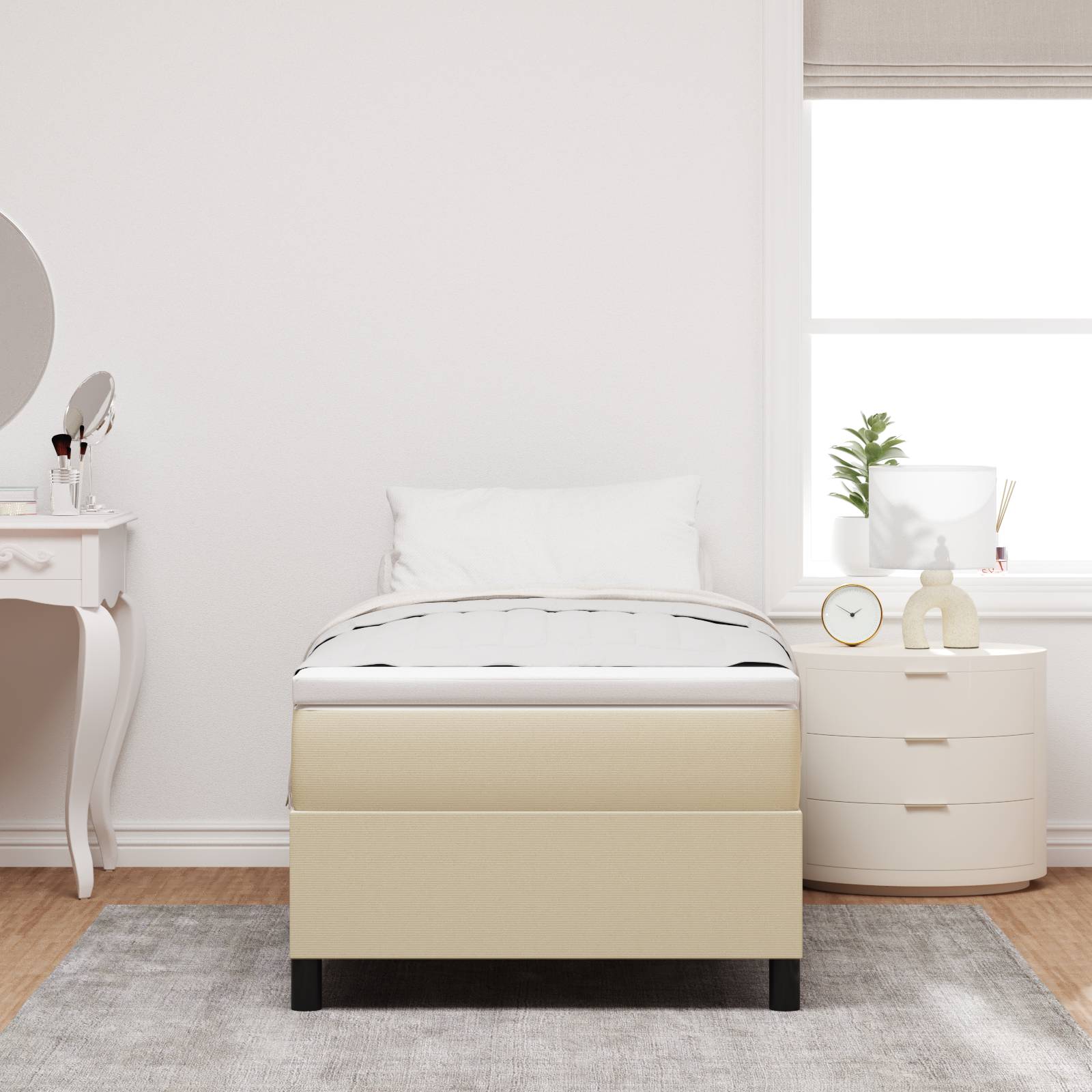 vidaXL Boxspringbett Hellgrün Grau 100x200 cm Cordstoff