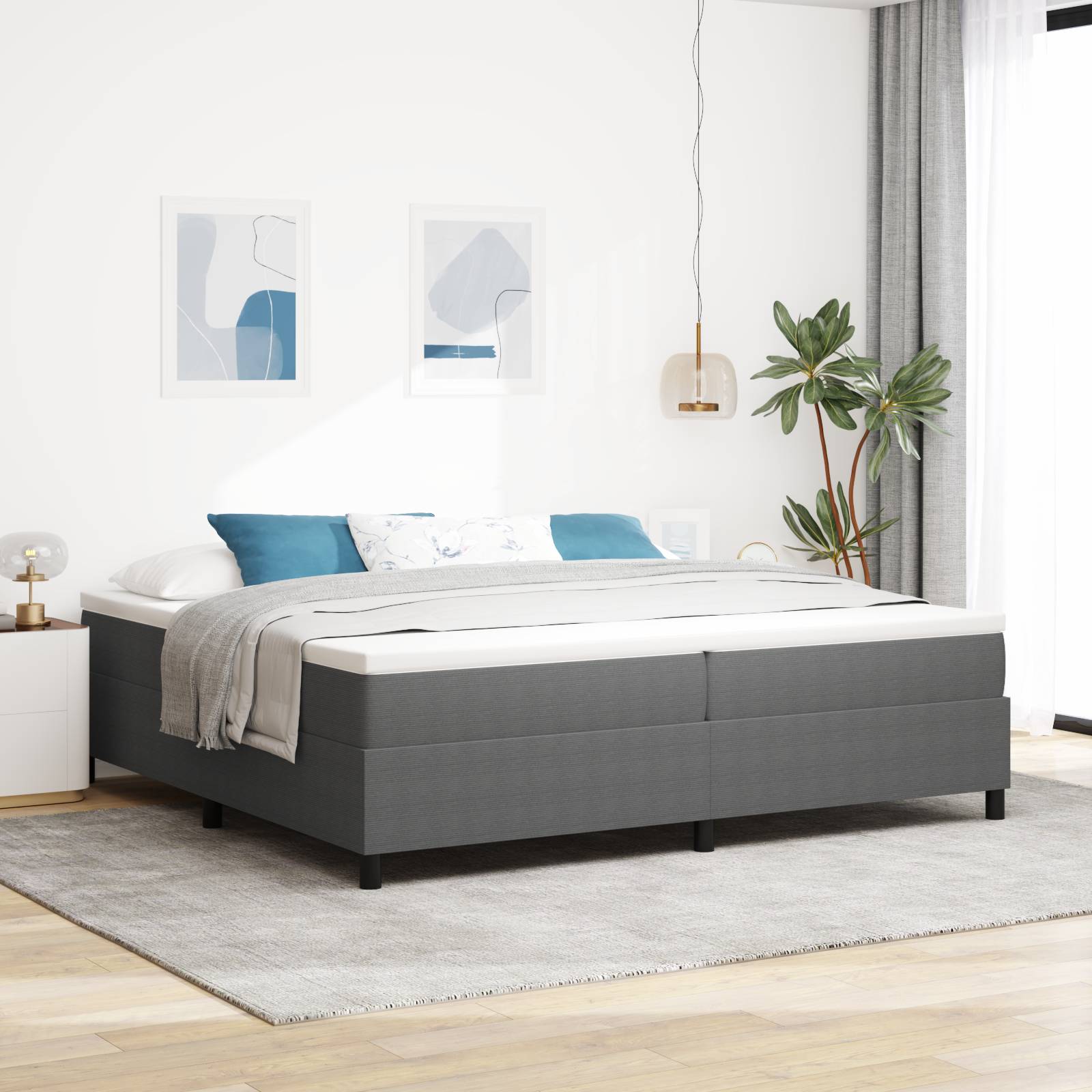 vidaXL Boxspringbett Hellgrau 200x200 cm Cordstoff