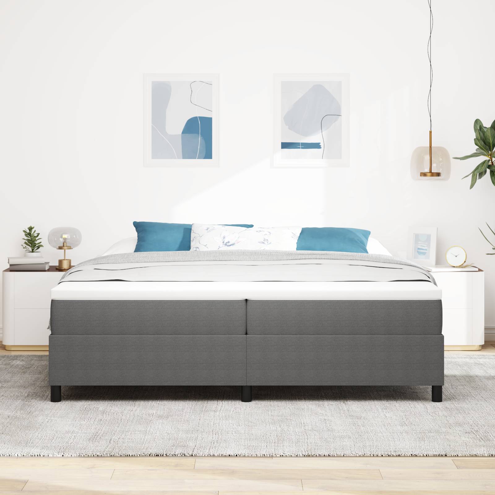 vidaXL Boxspringbett Hellgrau 200x200 cm Cordstoff