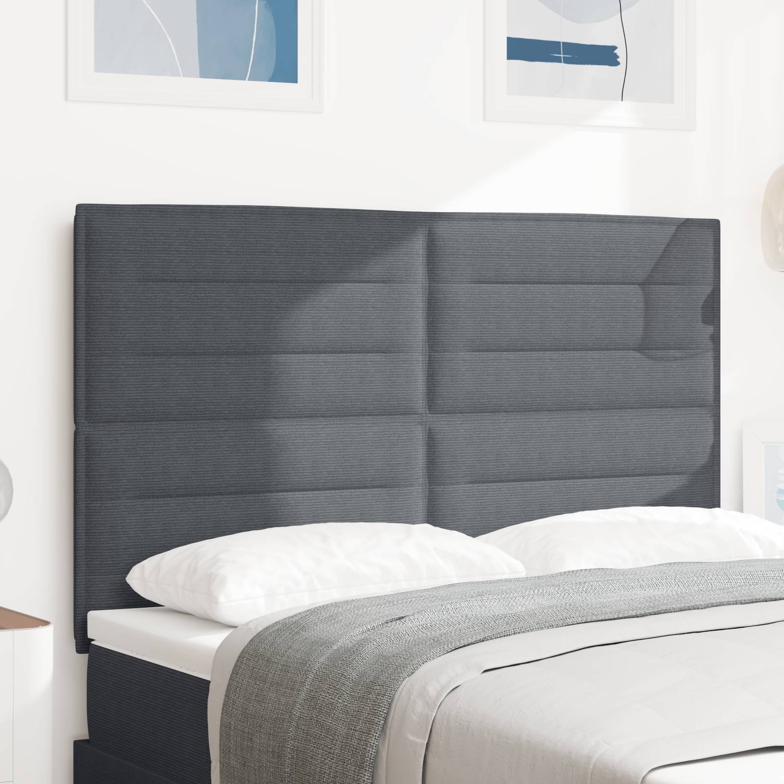 vidaXL Kopfteil Einfarbig Dunkelgrau 140 cm Cordstoff