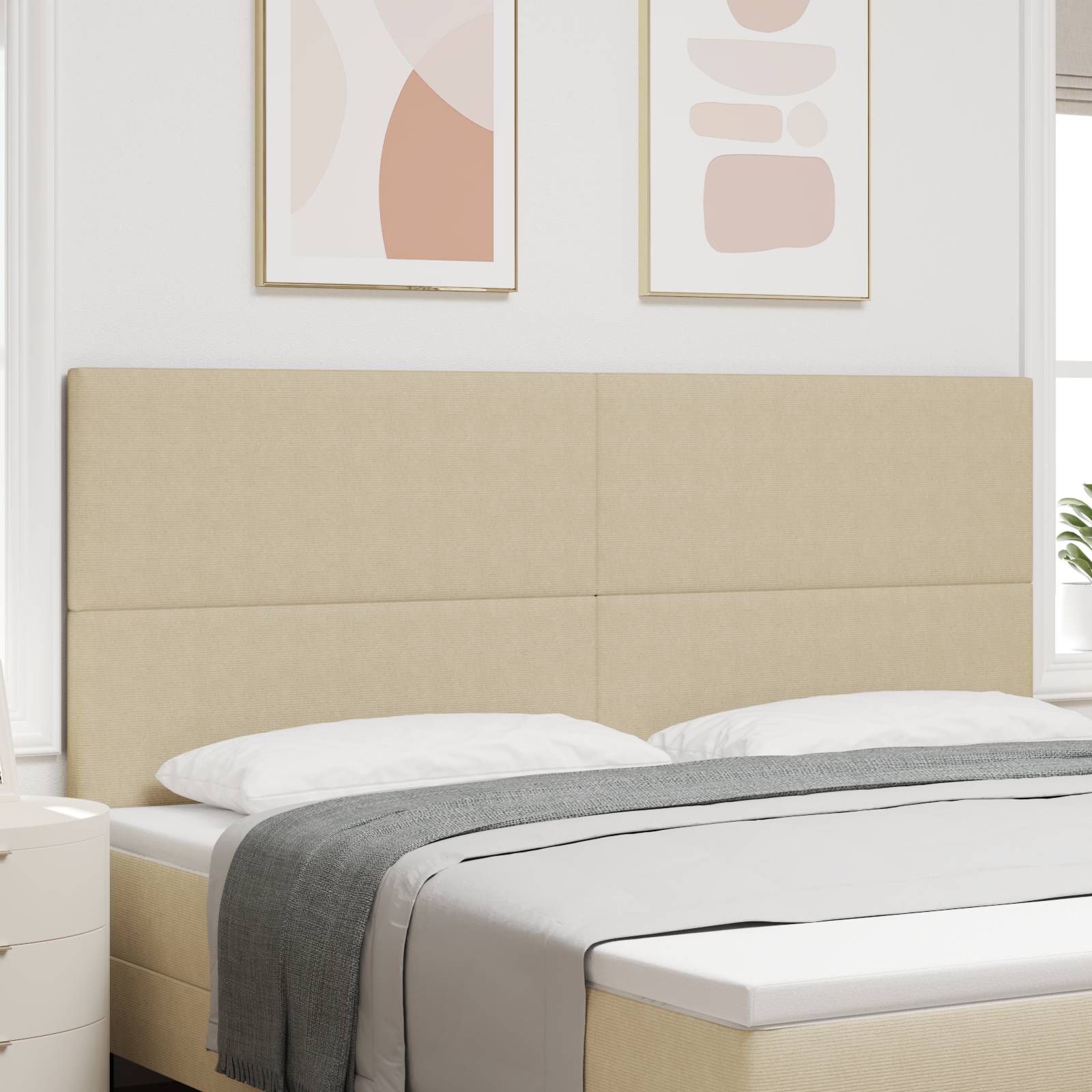 vidaXL LED Kopfteil Licht Grün Grau 100 cm aus Samt