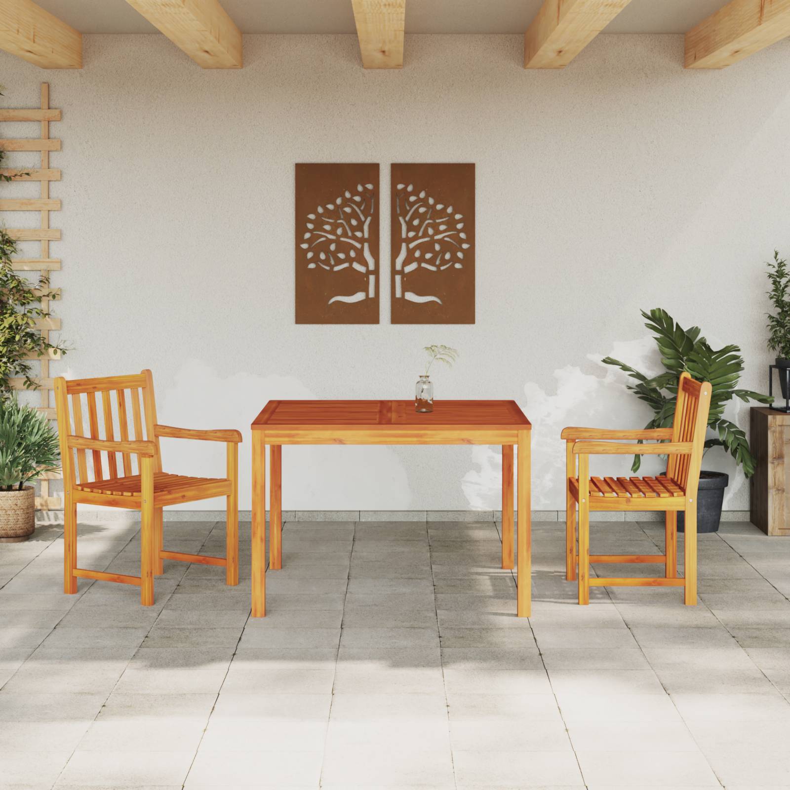 vidaXL 3-tlg. Garten-Essgruppe Massivholz Akazie