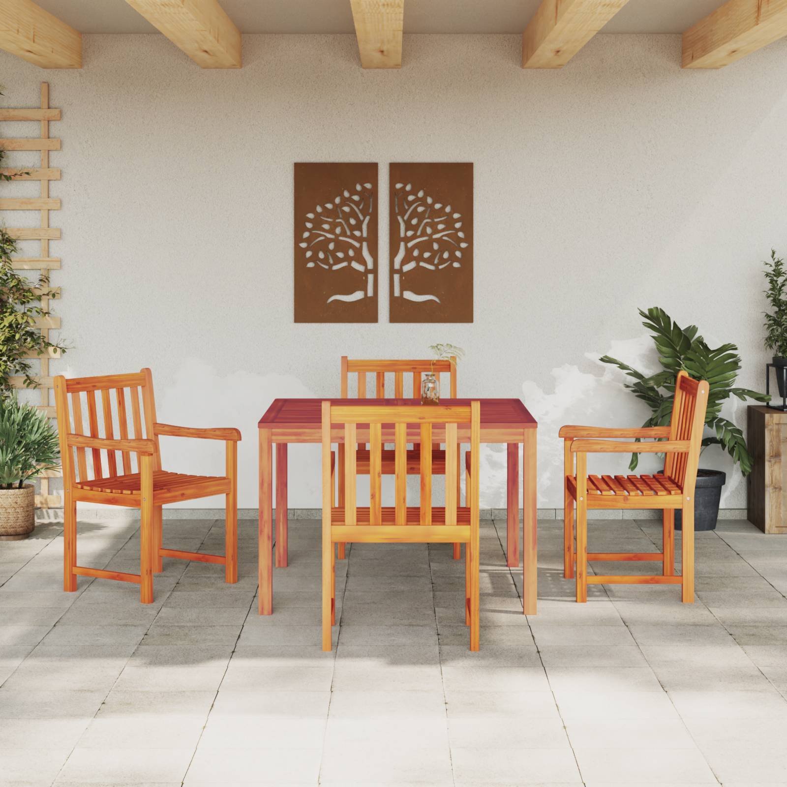vidaXL 5-tlg. Garten-Essgruppe Massivholz Akazie