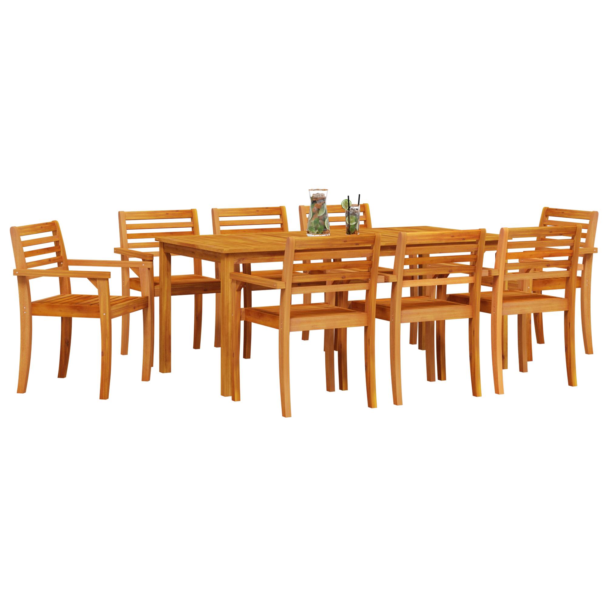 vidaXL 9-teiliges Garten-Esszimmer-Set aus massivem Akazienholz
