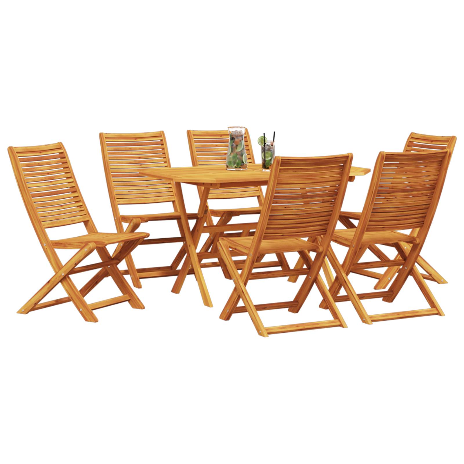 vidaXL 7-tlg. Outdoor-Essgruppe Massivholz Akazie