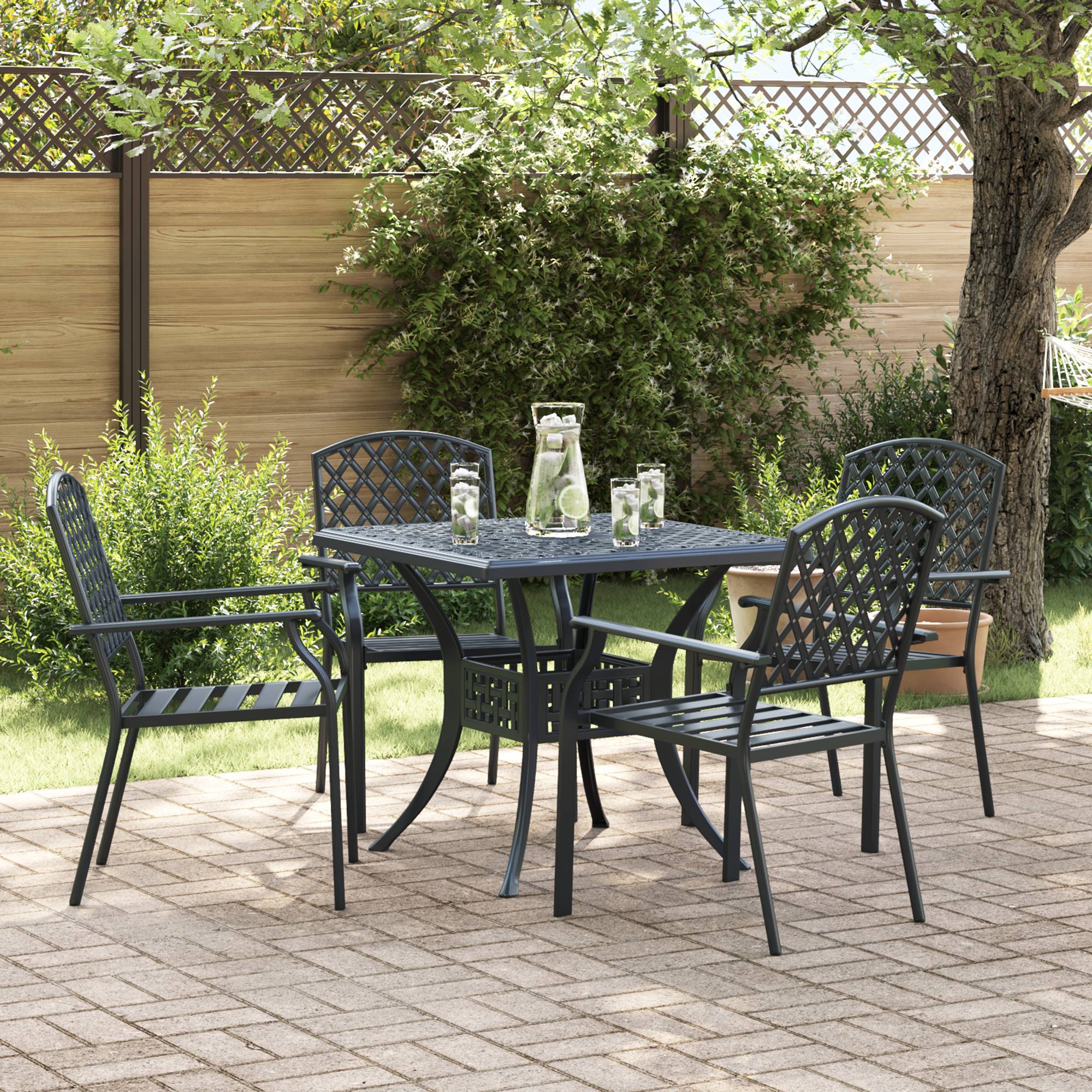 vidaXL Gartenstühle 4 Stk. Stapelbar Anthrazit Stahl