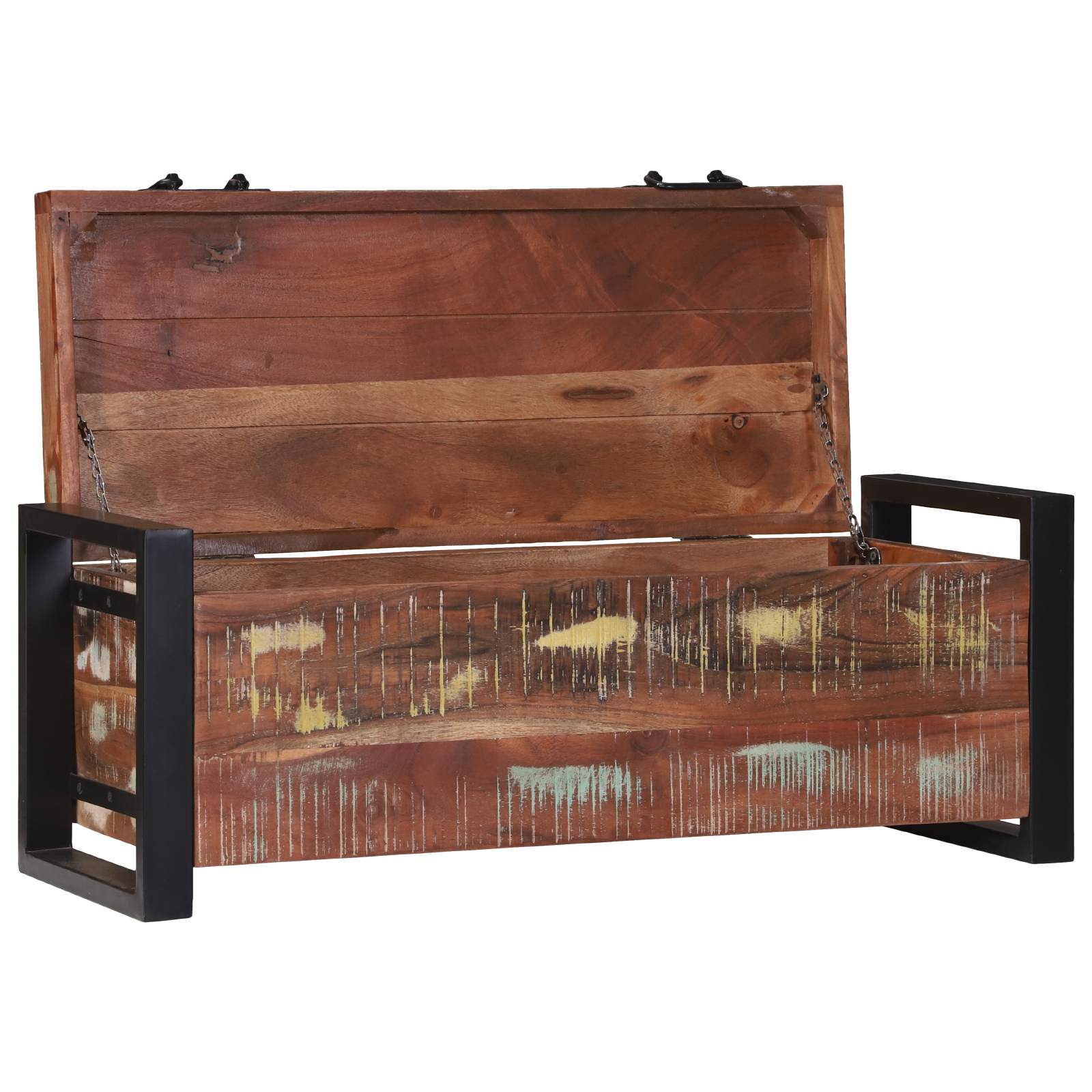 vidaXL Truhen 80x30x30cm Massives Altholz und Metall